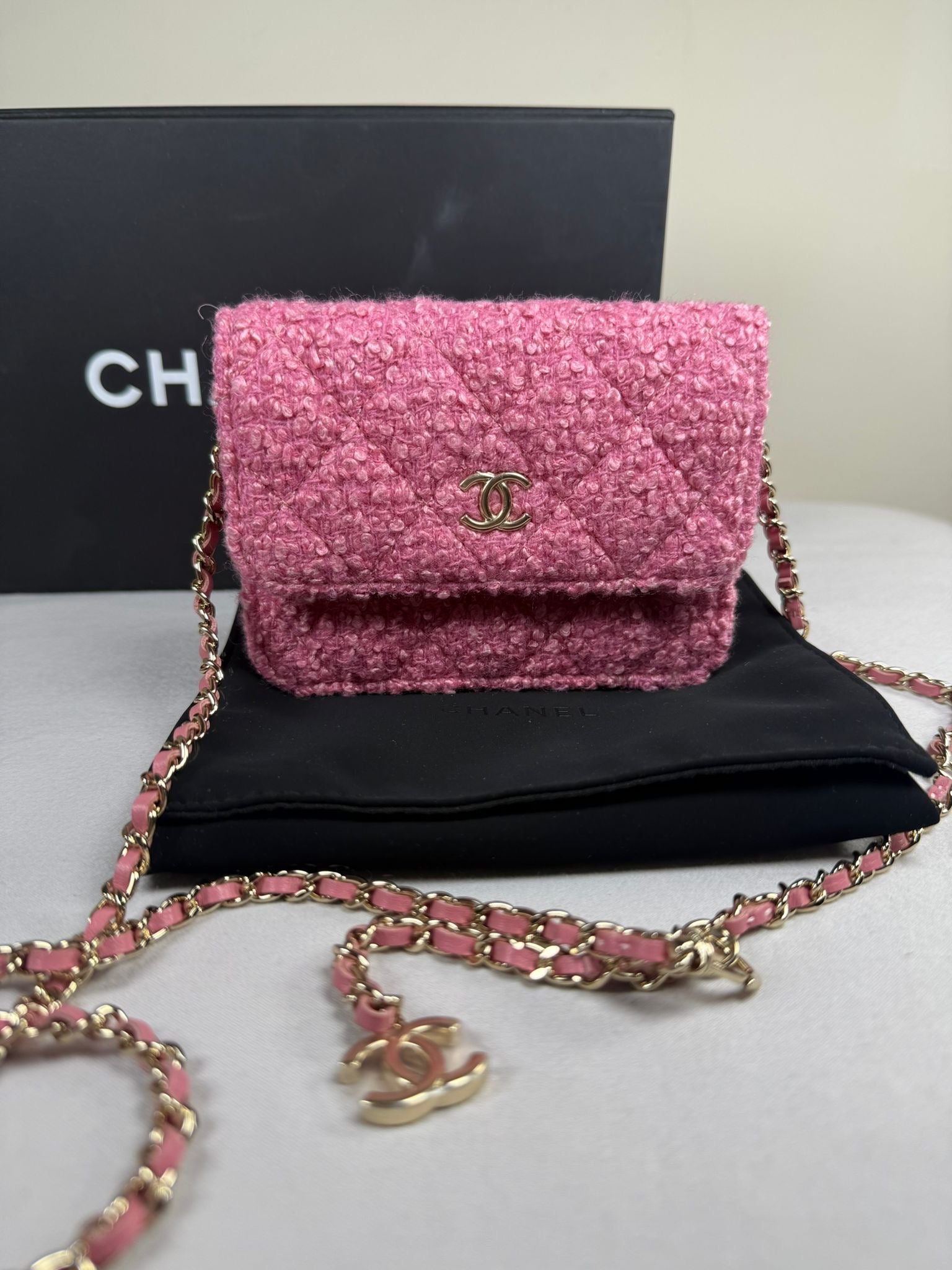 Chanel Pink Mini Tweed Flap Bag