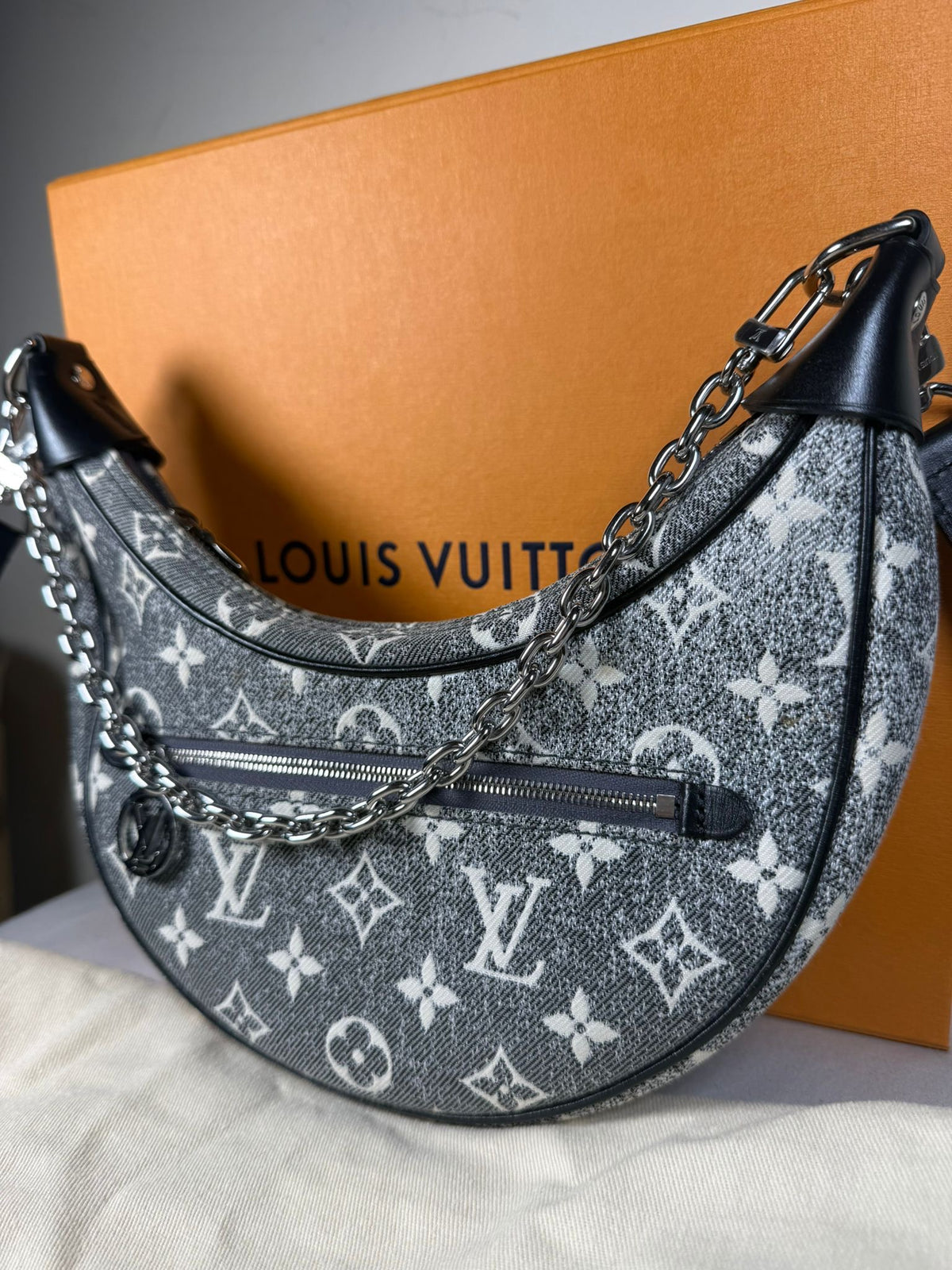 Louis Vuitton Loop PM Monogram Denim Shoulder Bag – Grey