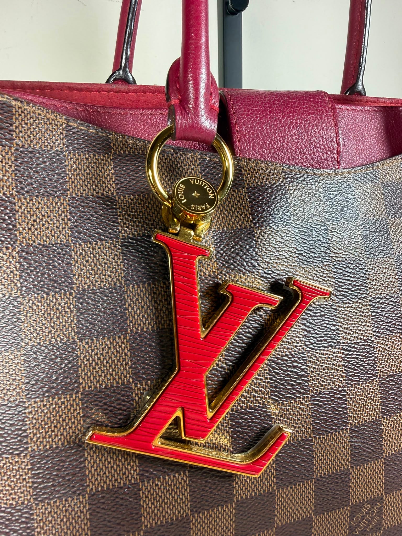 Louis Vuitton Damier Ebene Jersey Tote – Cherry Red