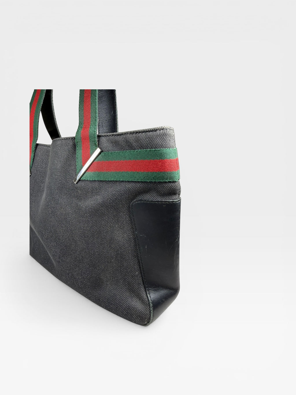 Gucci Web Stripe Denim Tote