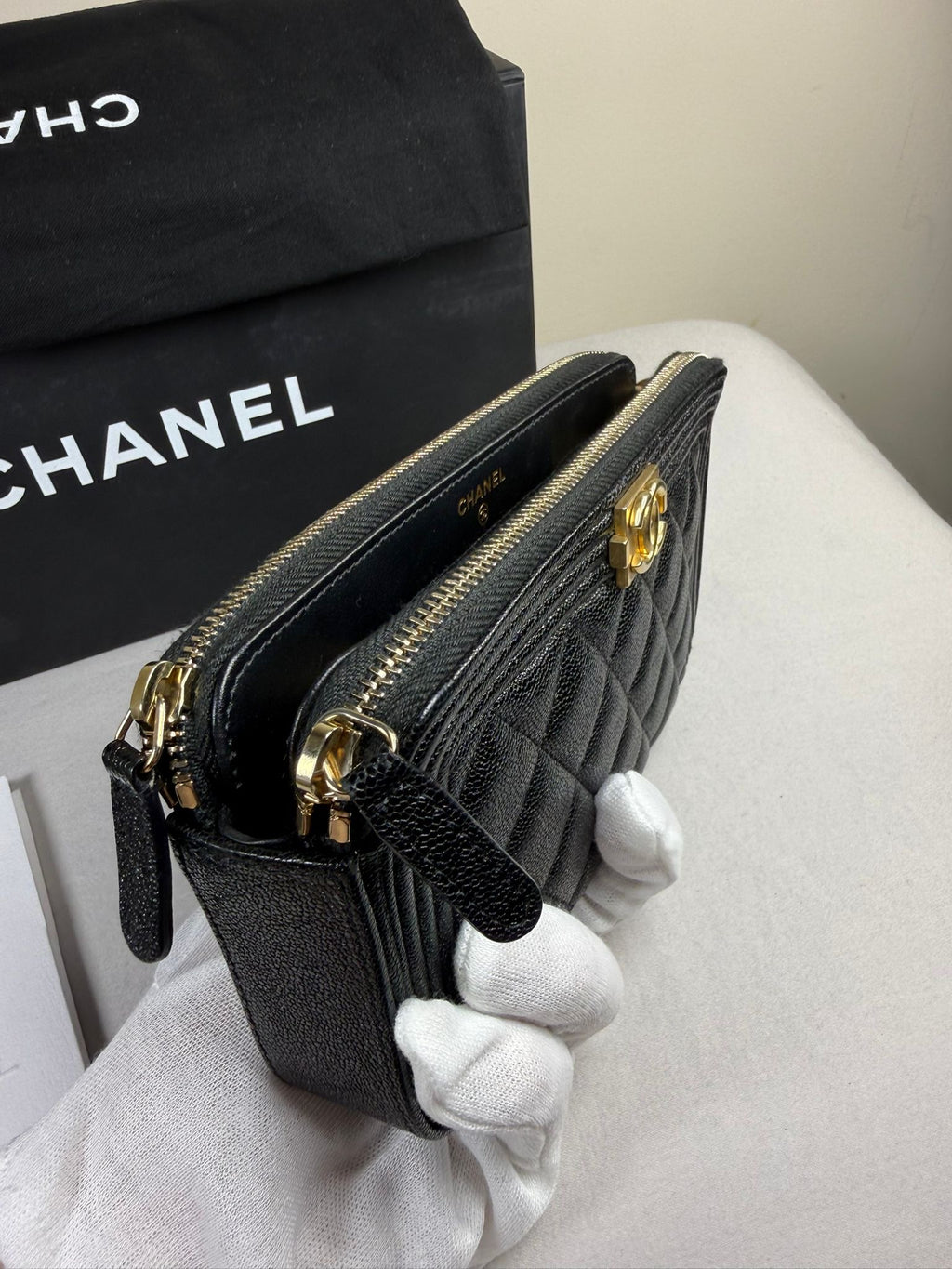 Chanel Boy WOC (Wallet On Chain) – Black Caviar Leather