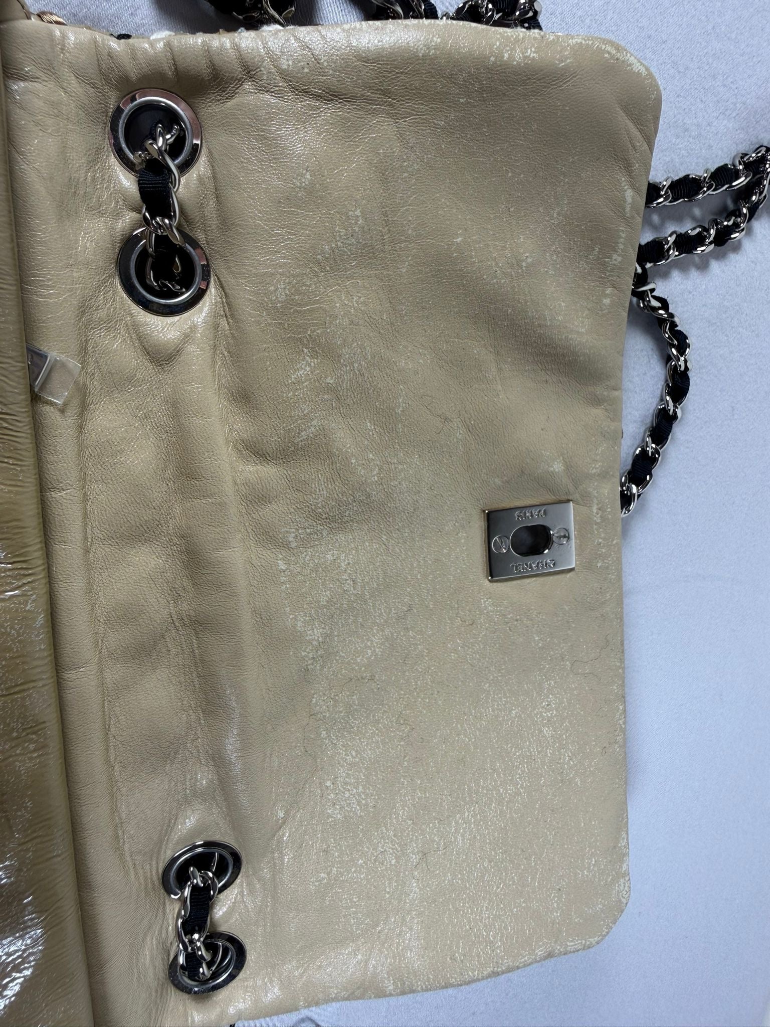Chanel Woven Leather Shoulder Bag with Silver Hardware