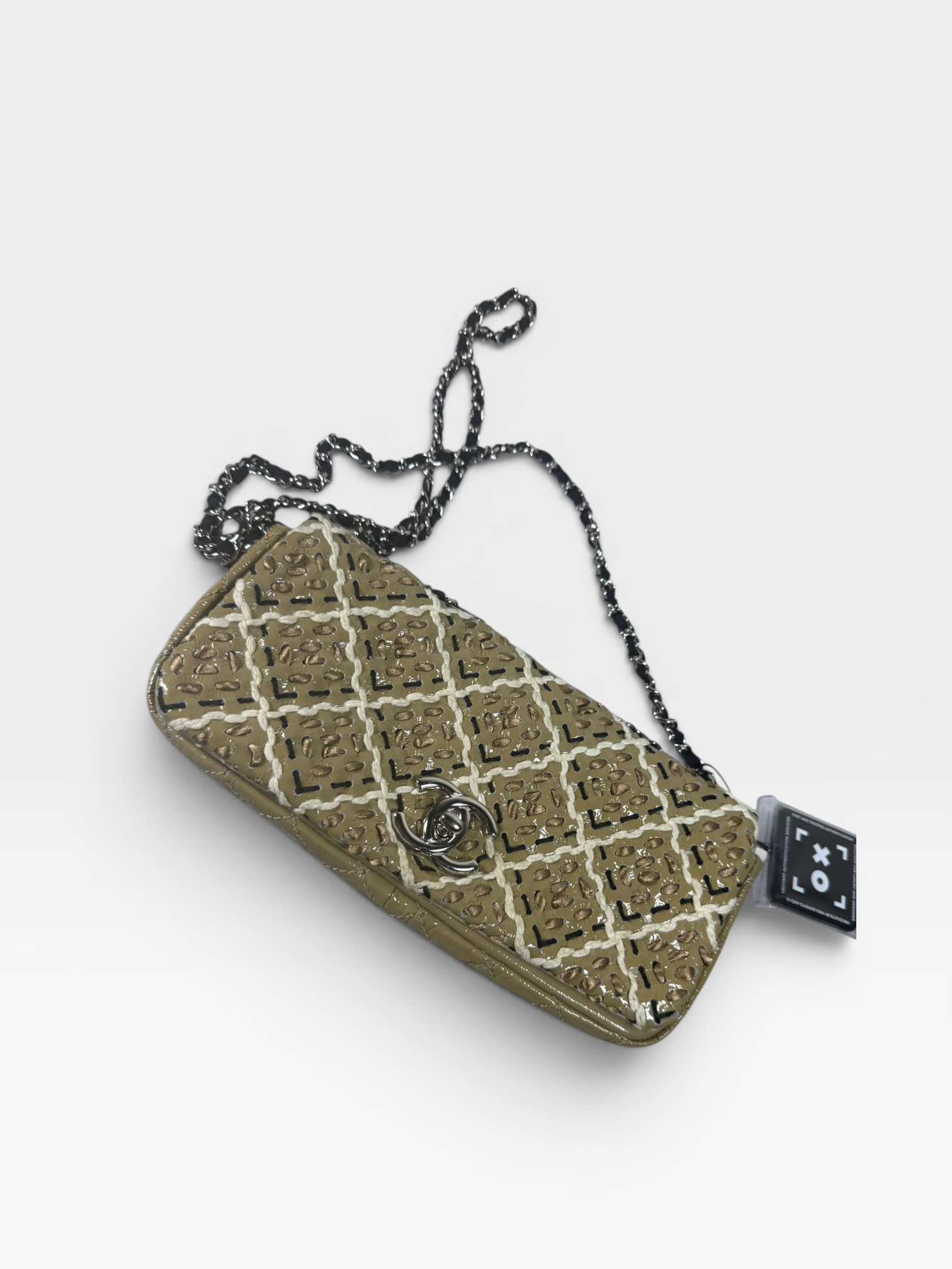 Chanel Woven Leather Shoulder Bag with Silver Hardware