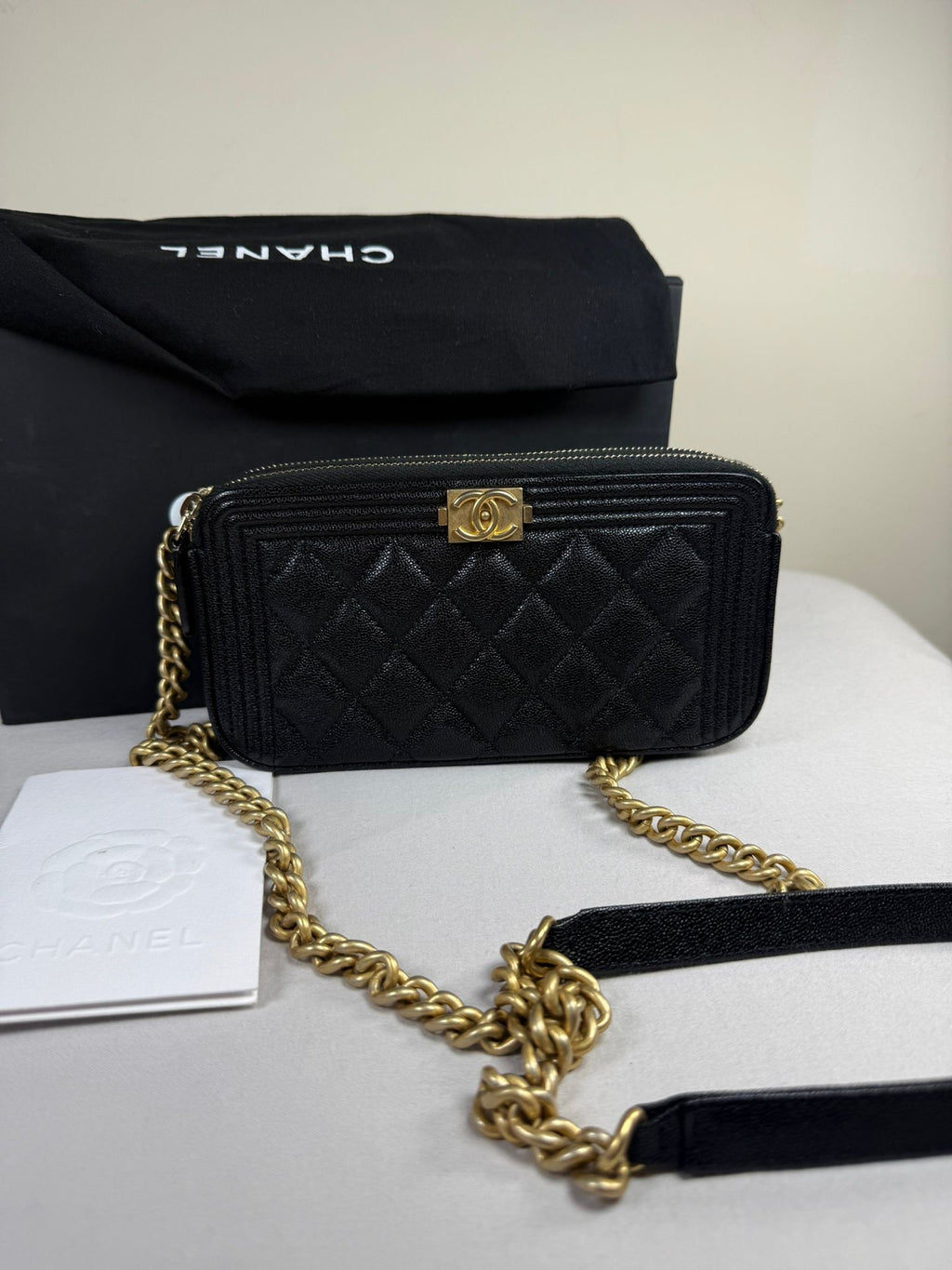 Chanel Boy WOC (Wallet On Chain) – Black Caviar Leather