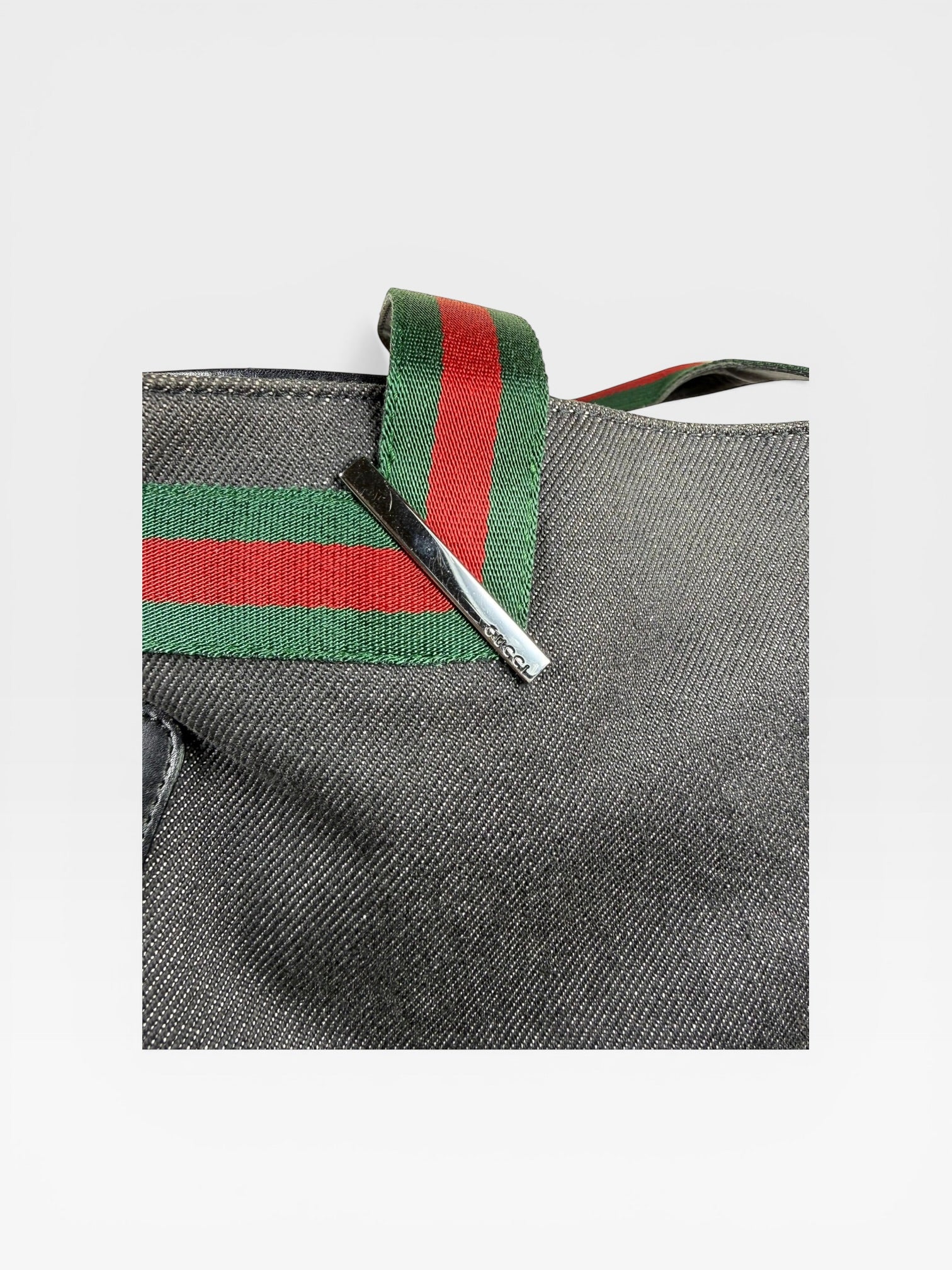 Gucci Web Stripe Denim Tote
