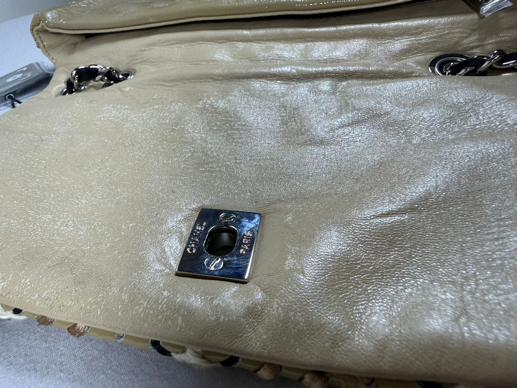 Chanel Woven Leather Shoulder Bag with Silver Hardware