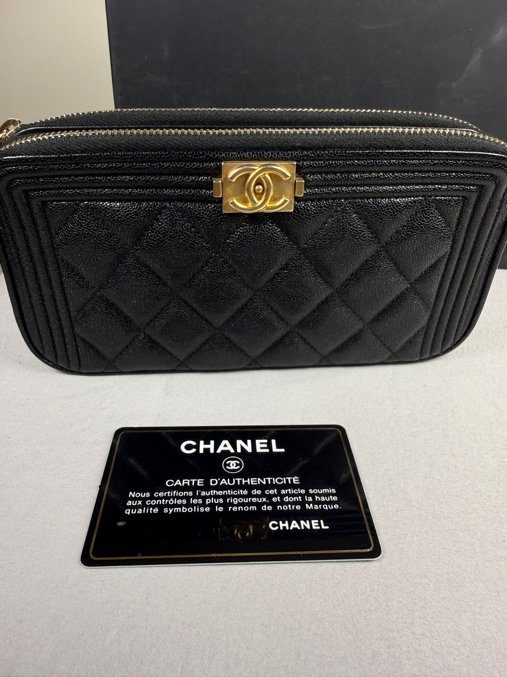 Chanel Boy WOC (Wallet On Chain) – Black Caviar Leather