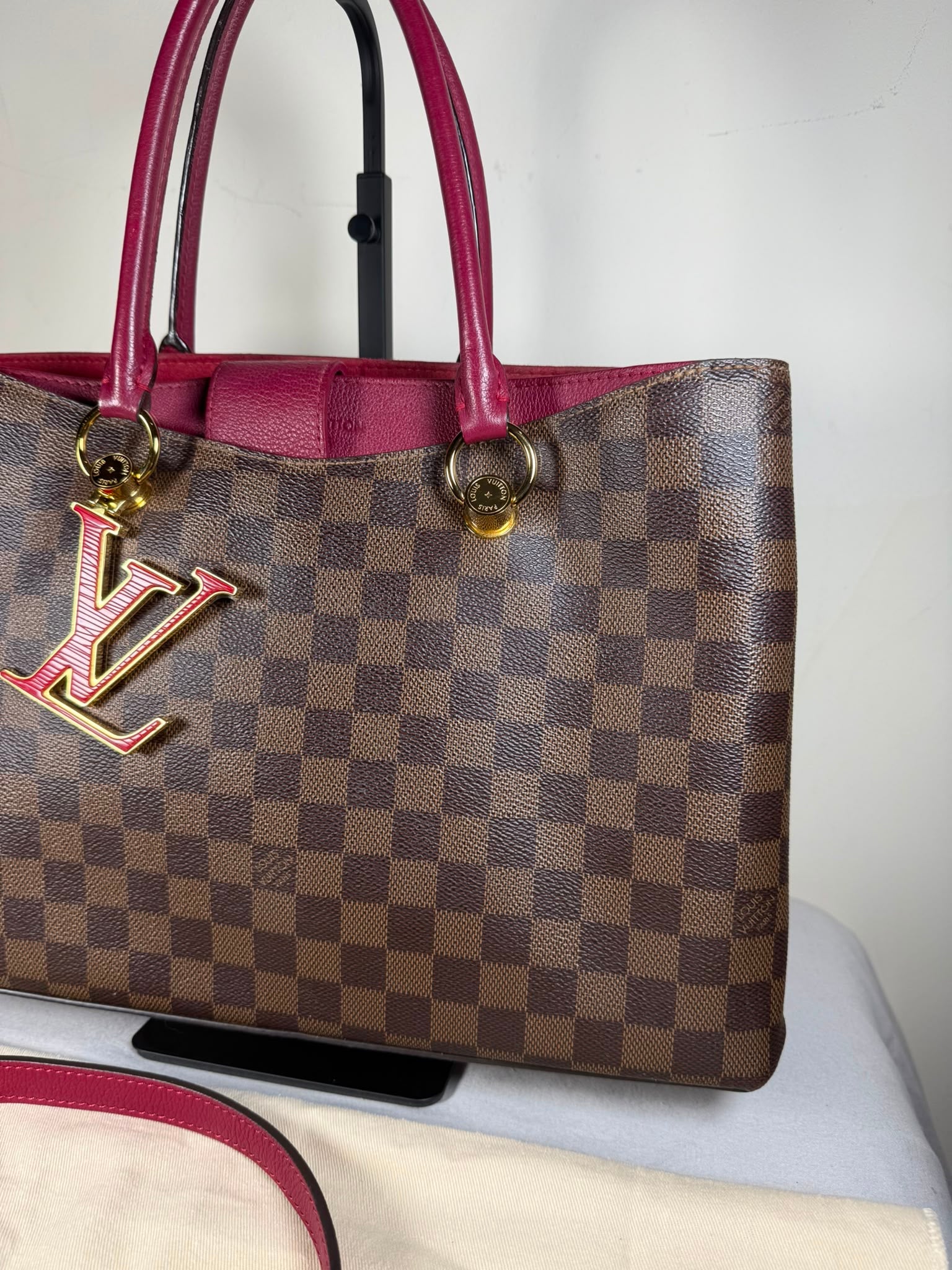 Louis Vuitton Damier Ebene Jersey Tote – Cherry Red