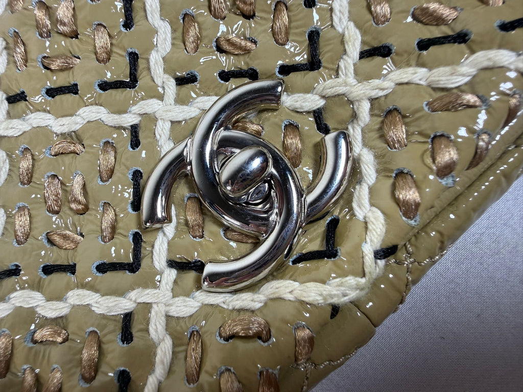 Chanel Woven Leather Shoulder Bag with Silver Hardware