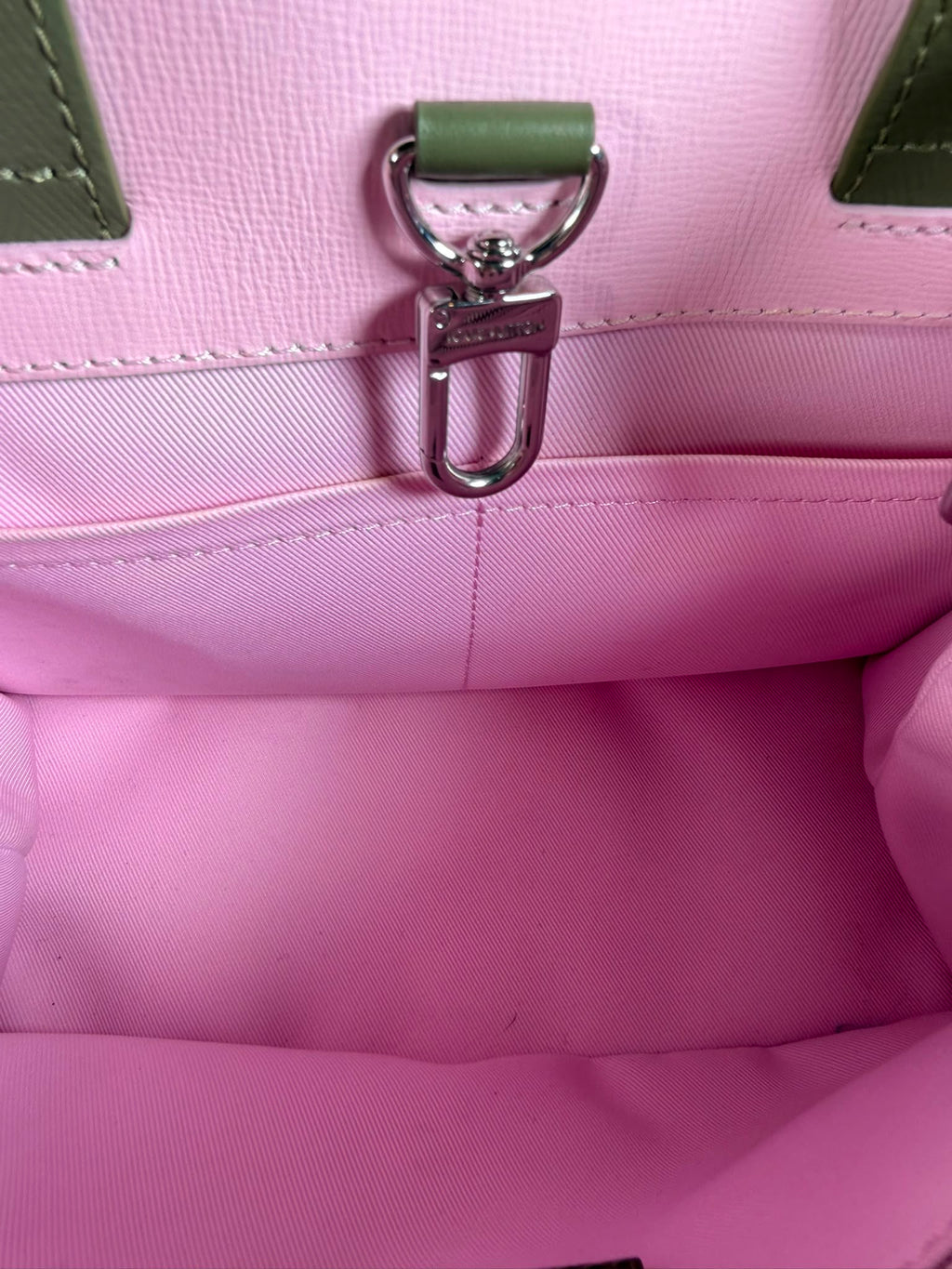 Louis Vuitton Pink & Khaki Leather Tote / Crossbody Bag