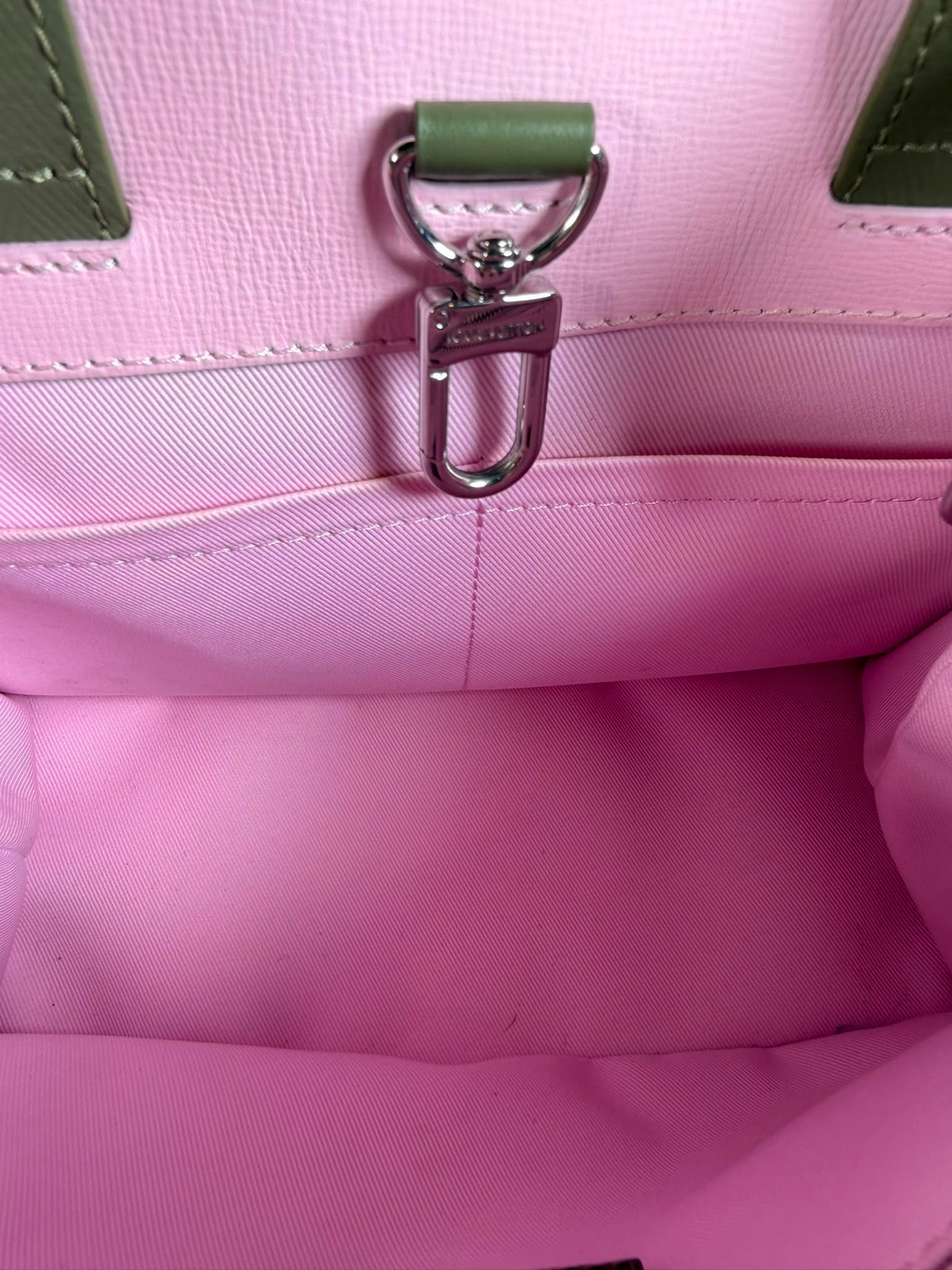 Louis Vuitton Pink & Khaki Leather Tote / Crossbody Bag