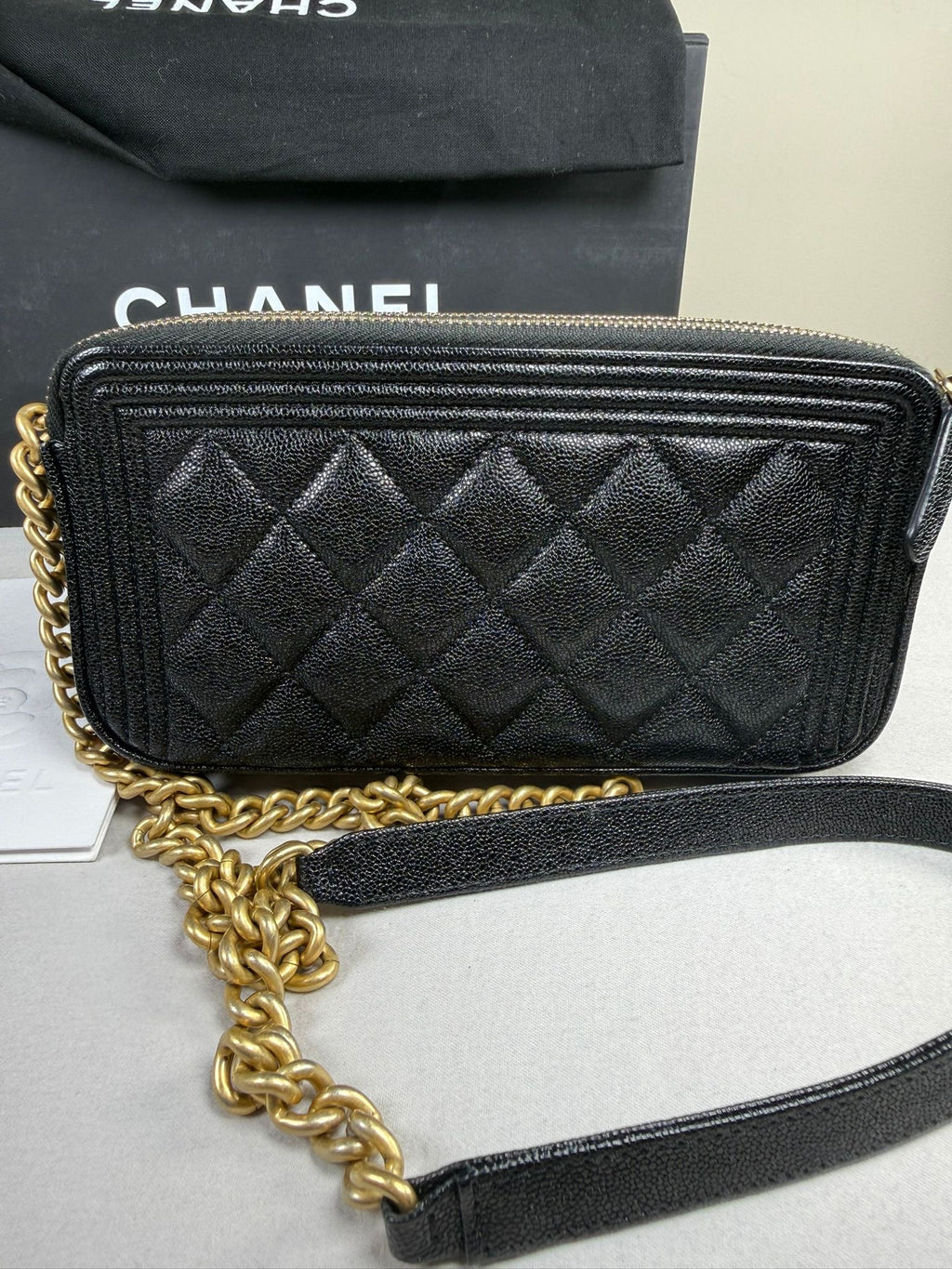 Chanel Boy WOC (Wallet On Chain) – Black Caviar Leather