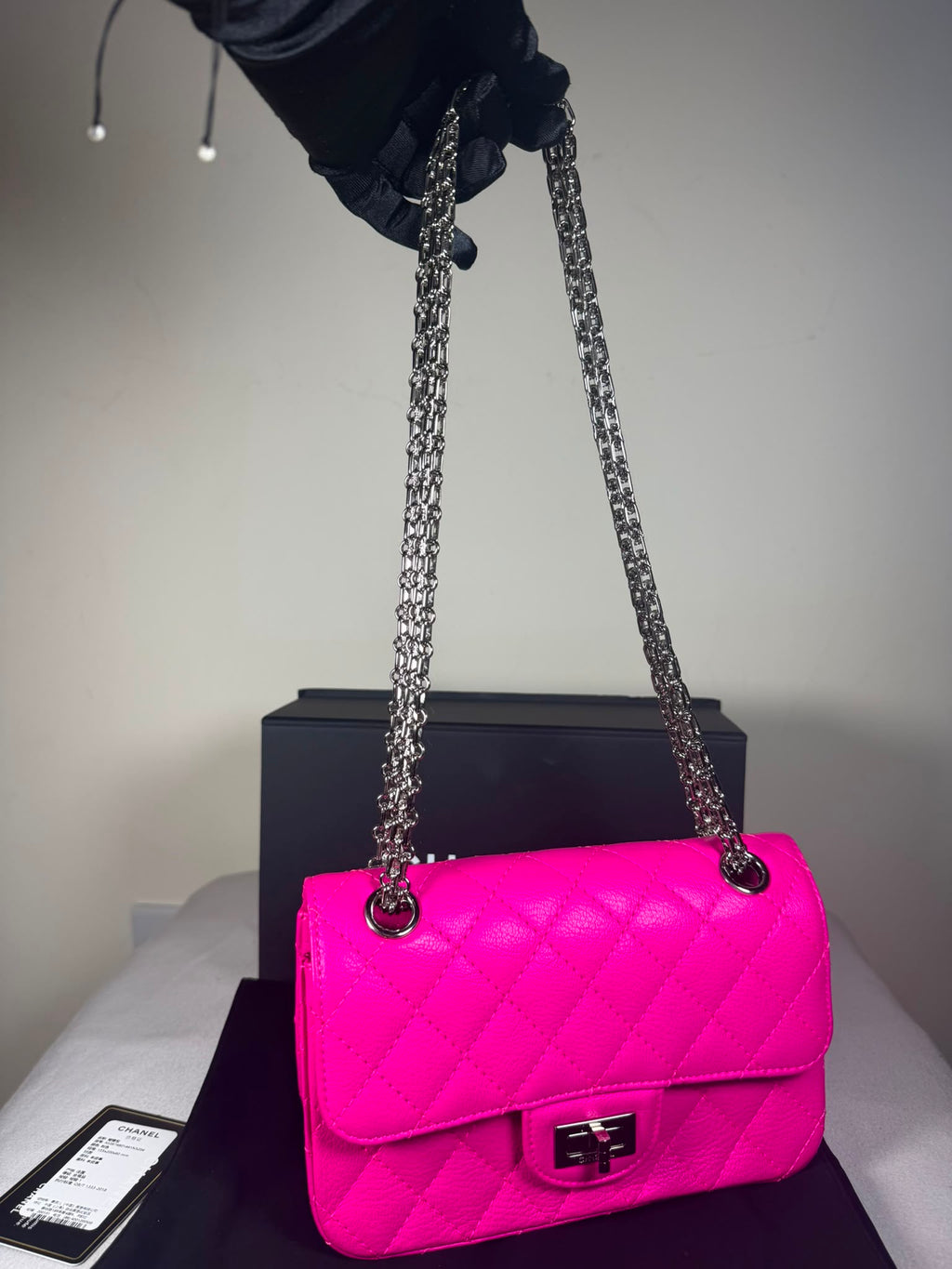 Authentic Chanel Classic Flap Bag – Hot Pink Caviar Leather