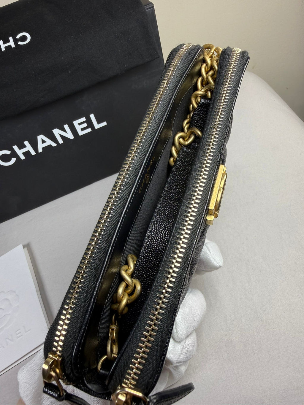 Chanel Boy WOC (Wallet On Chain) – Black Caviar Leather