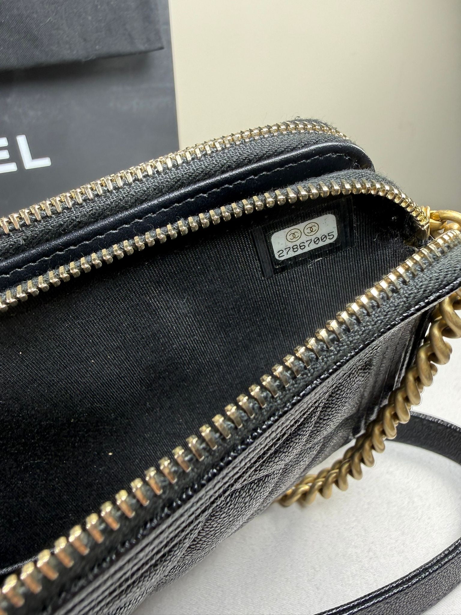 Chanel Boy WOC (Wallet On Chain) – Black Caviar Leather