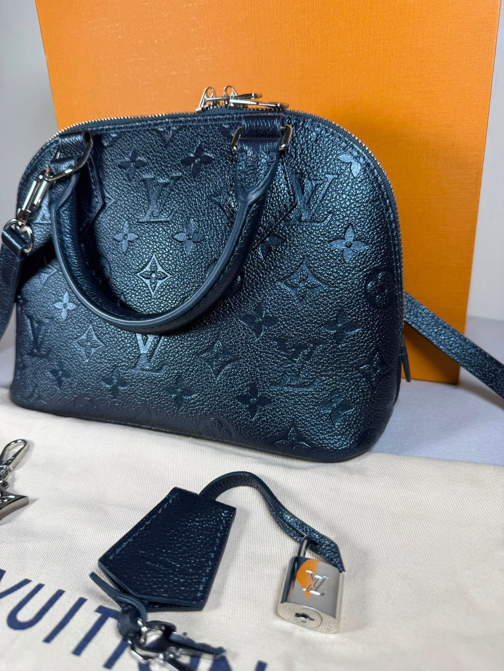 Louis Vuitton Alma BB Monogram Empreinte Leather – Black – Full Set