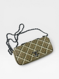 Chanel Woven Leather Shoulder Bag with Silver Hardware