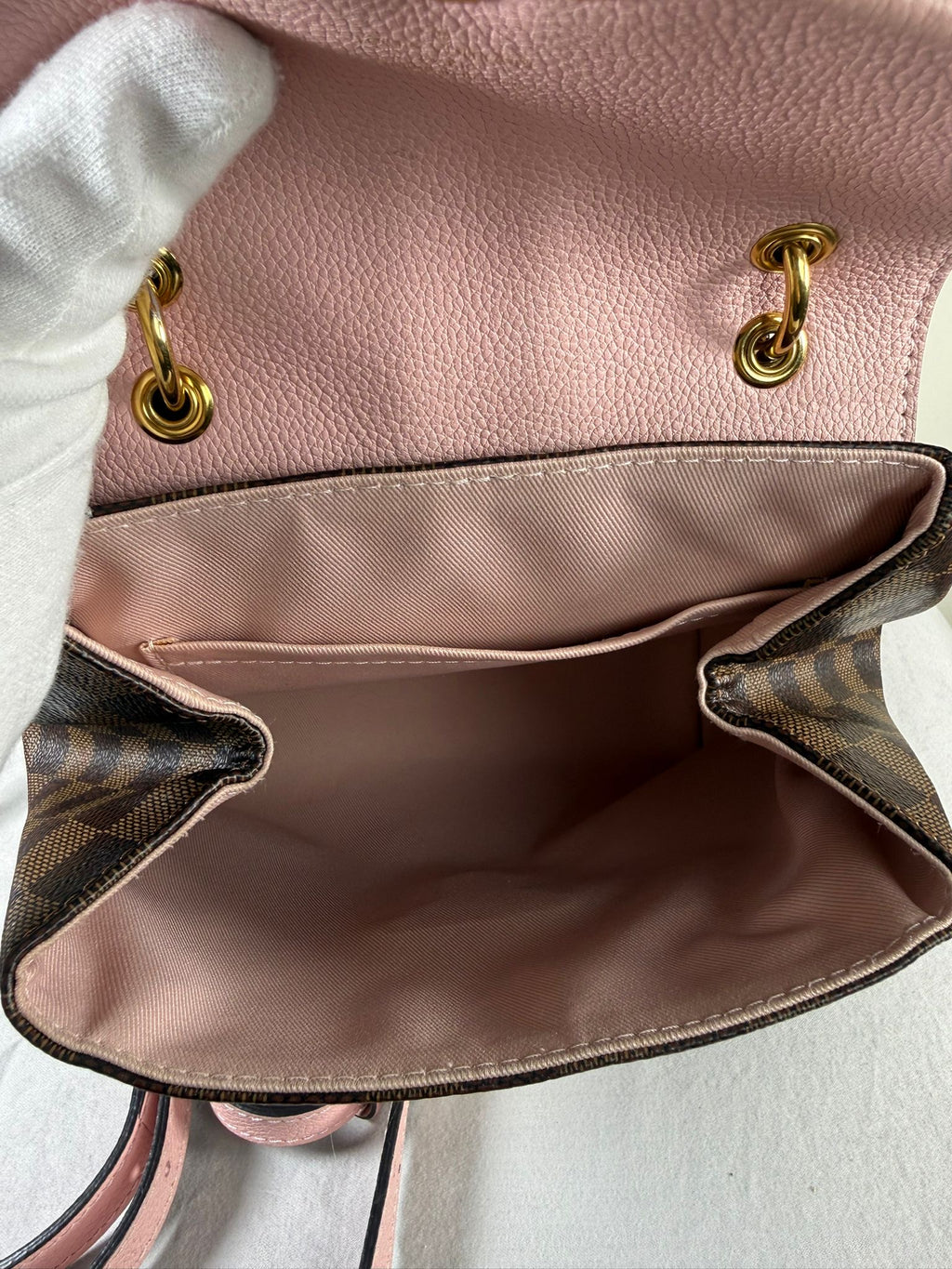 Louis Vuitton Clapton Backpack – Damier Ebene with Rose Ballerine