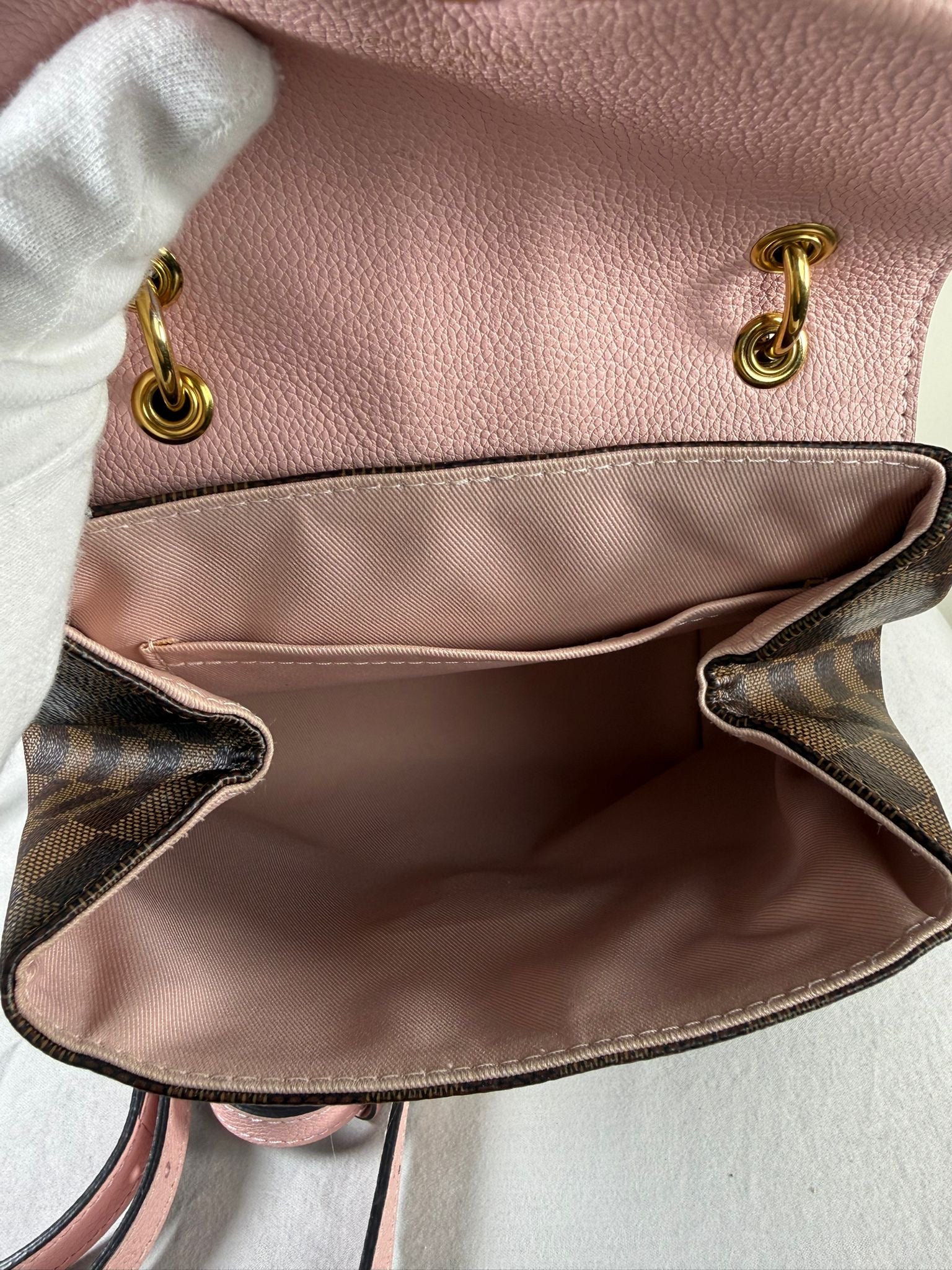 Louis Vuitton Clapton Backpack – Damier Ebene with Rose Ballerine