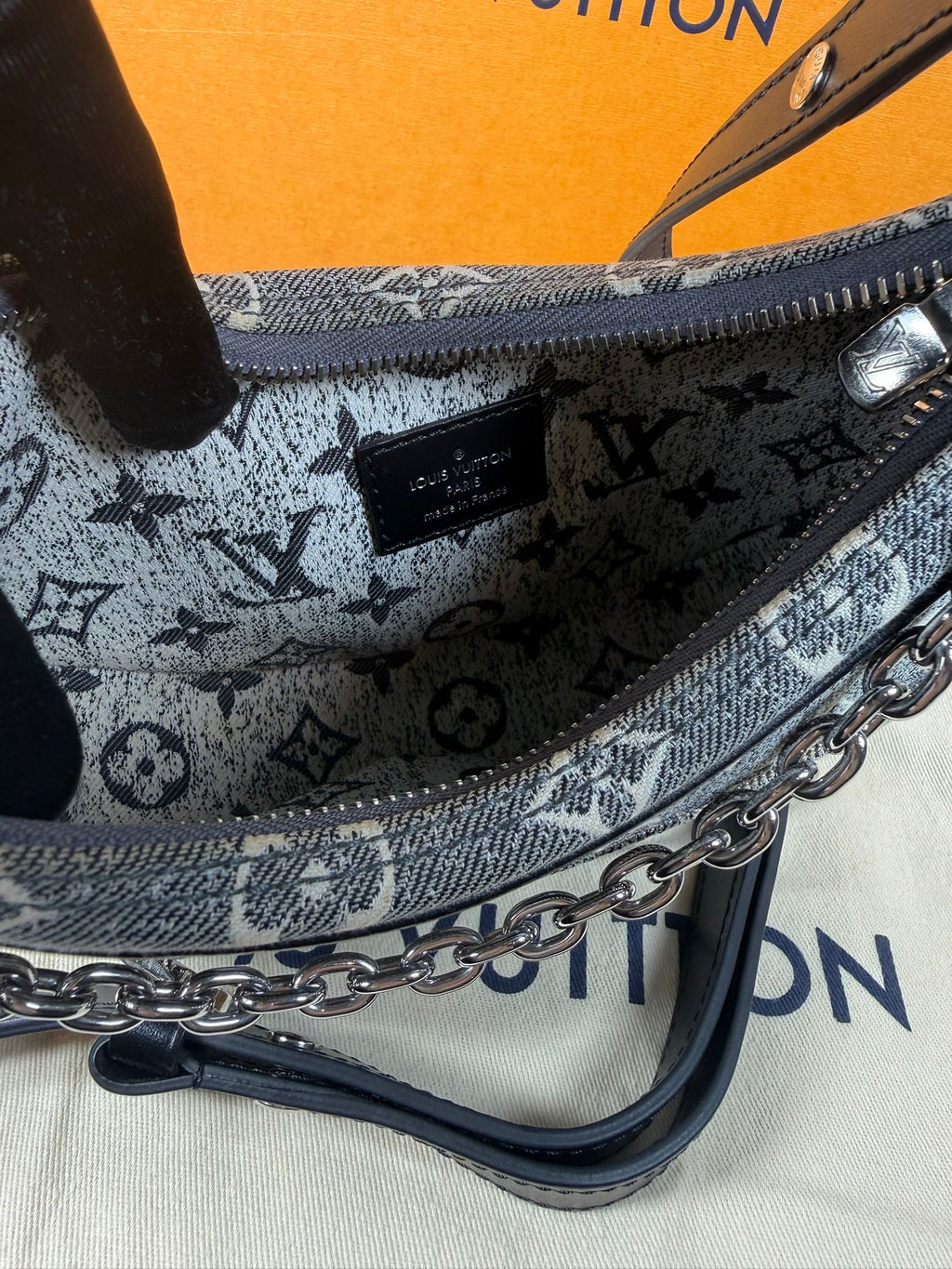 Louis Vuitton Loop PM Monogram Denim Shoulder Bag – Grey