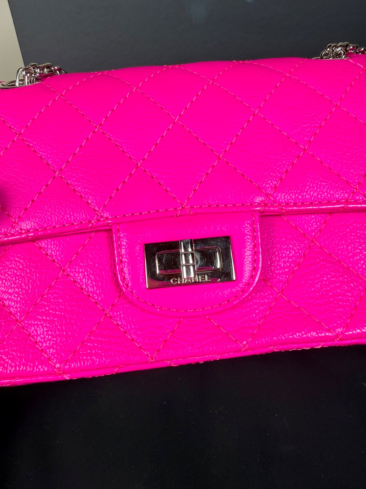 Authentic Chanel Classic Flap Bag – Hot Pink Caviar Leather