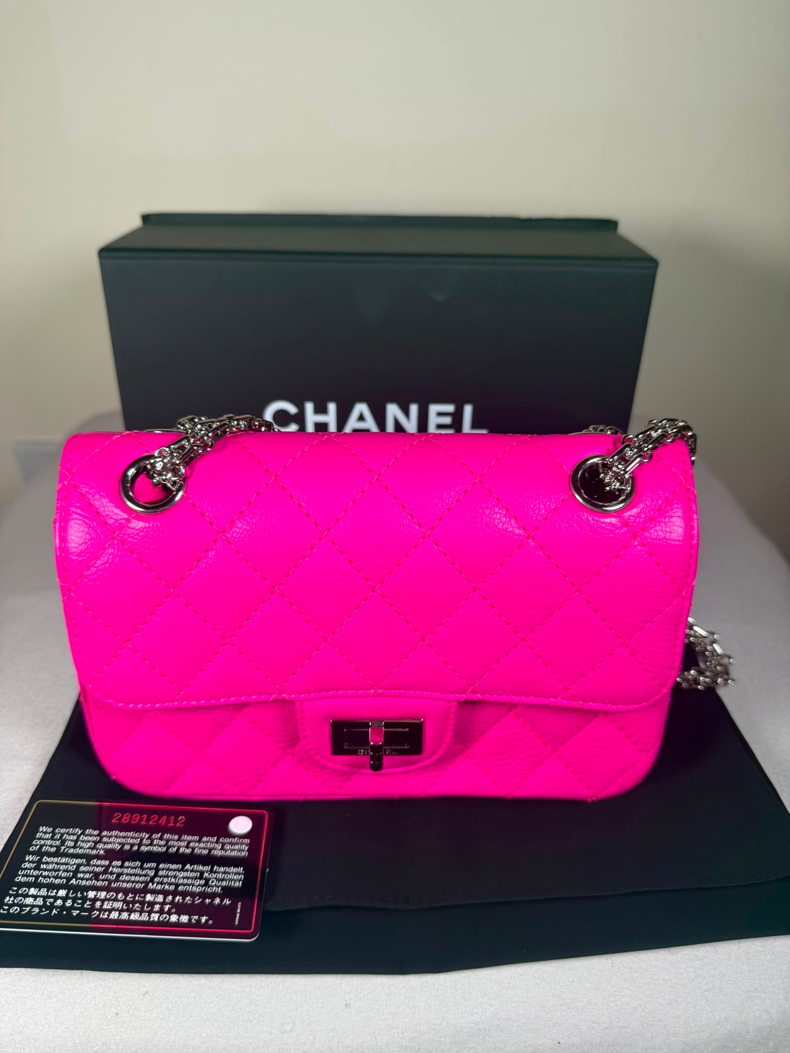 Authentic Chanel Classic Flap Bag – Hot Pink Caviar Leather