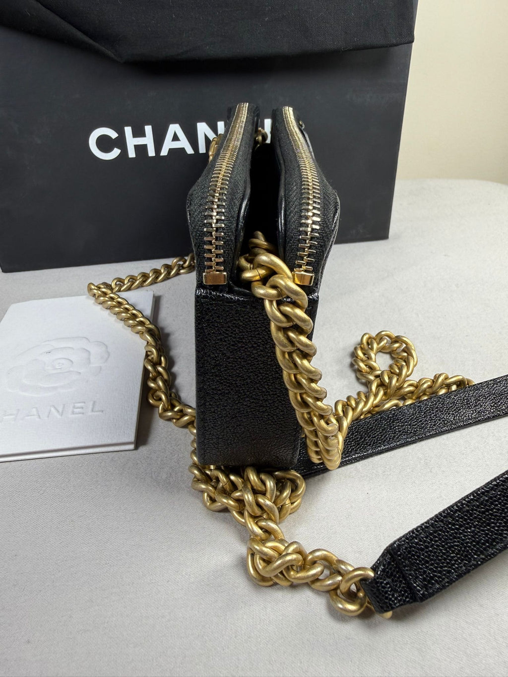 Chanel Boy WOC (Wallet On Chain) – Black Caviar Leather
