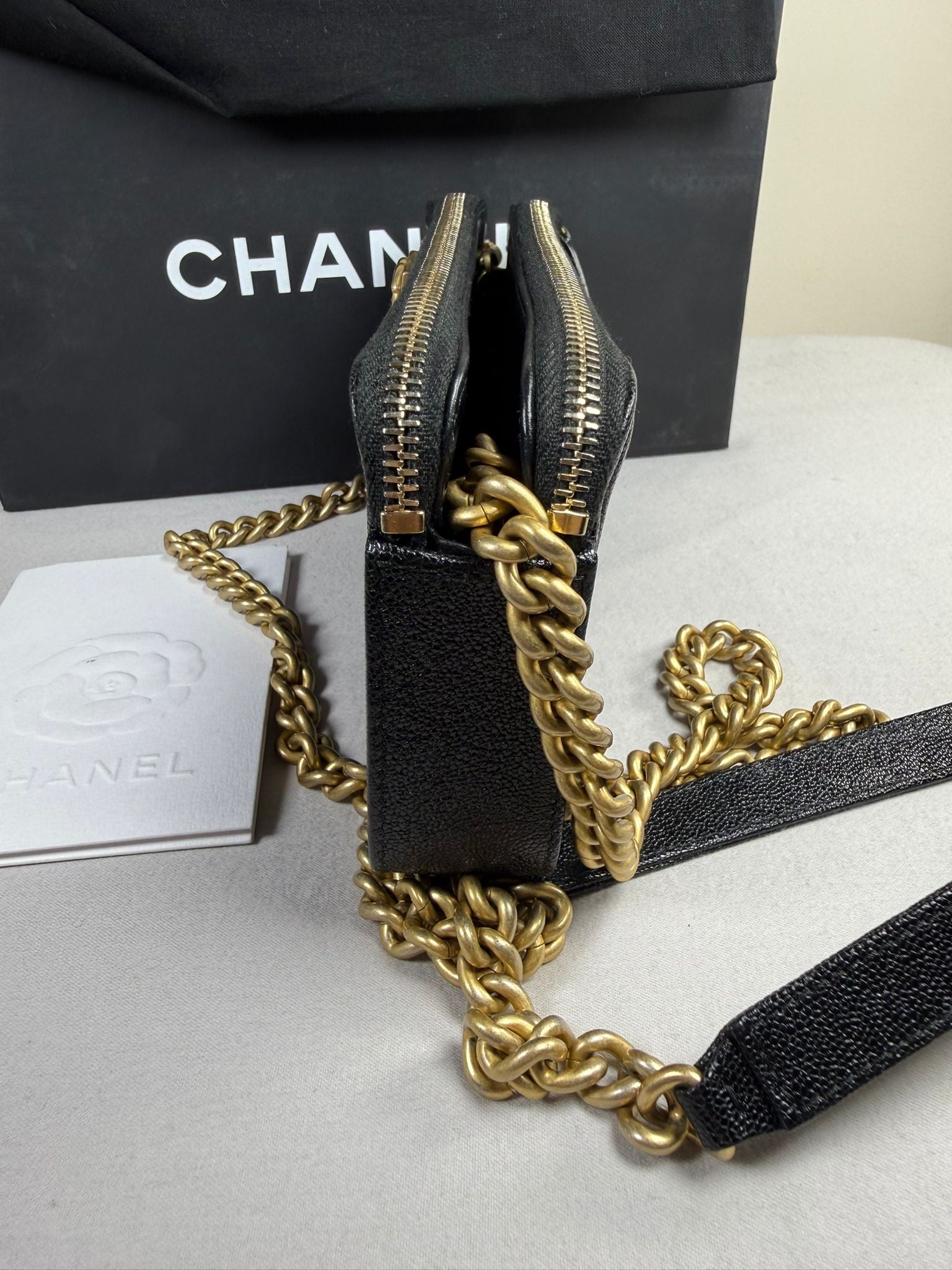 Chanel Boy WOC (Wallet On Chain) – Black Caviar Leather