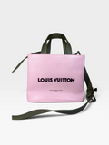 Louis Vuitton Pink & Khaki Leather Tote / Crossbody Bag