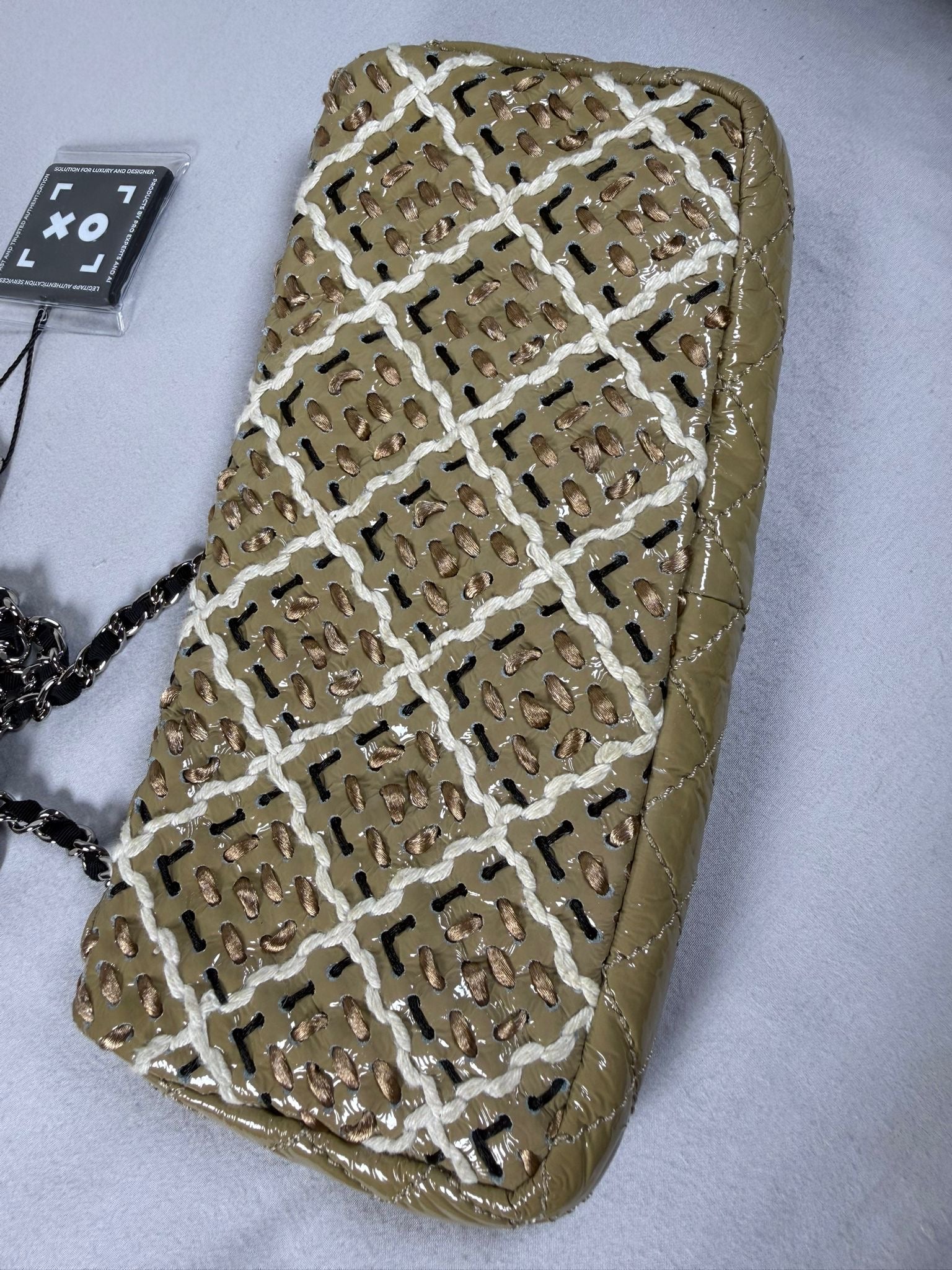 Chanel Woven Leather Shoulder Bag with Silver Hardware