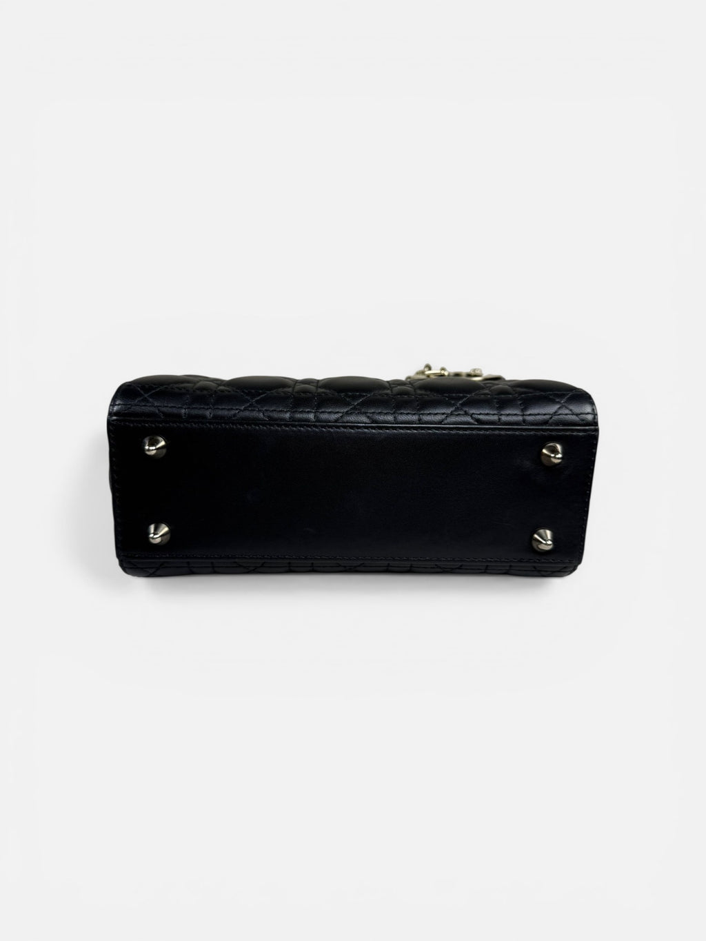 Christian Dior Small Lady Dior Black Lambskin Cannage Bag Gold Hardware + Strap