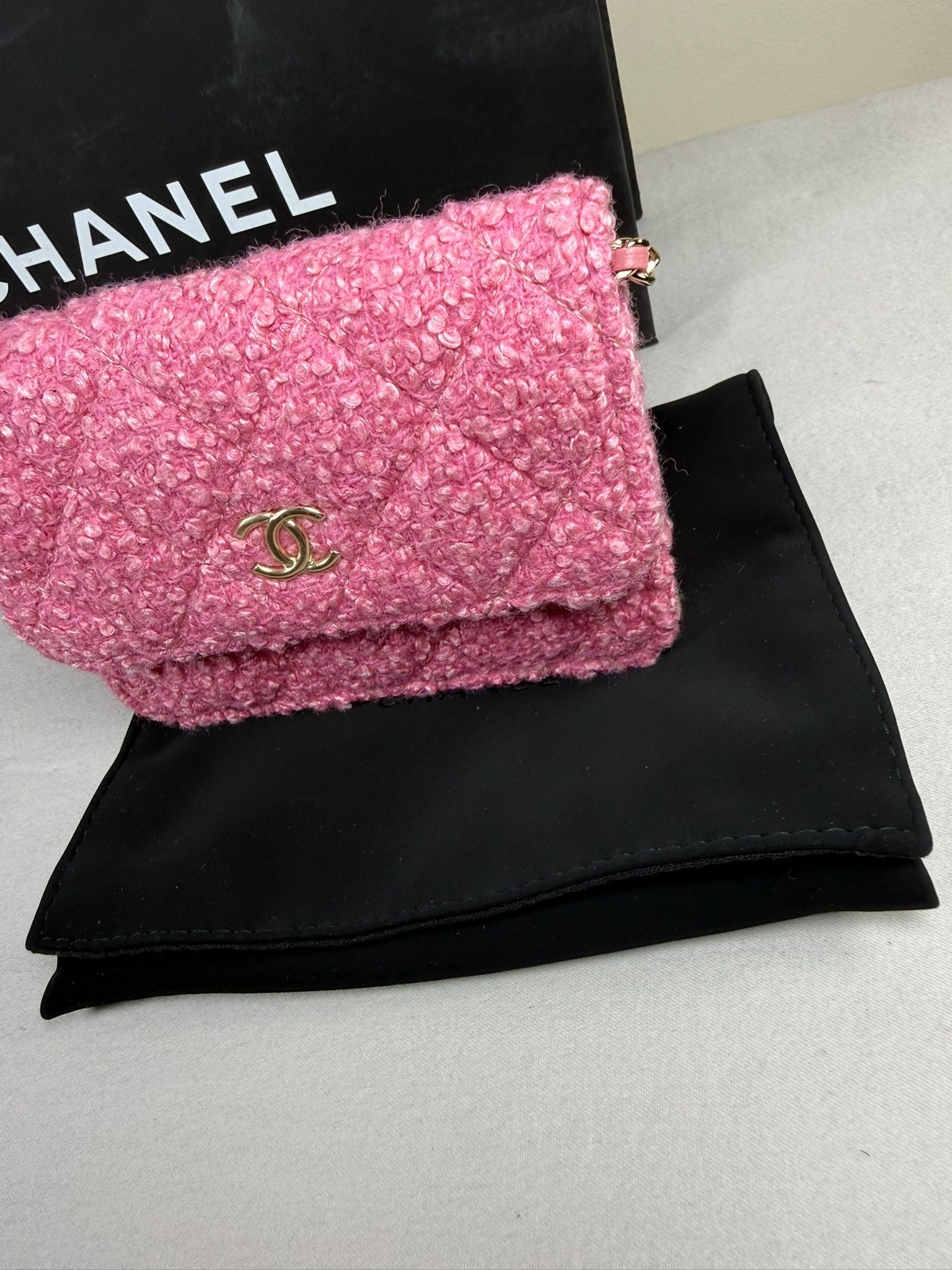 Chanel Pink Mini Tweed Flap Bag