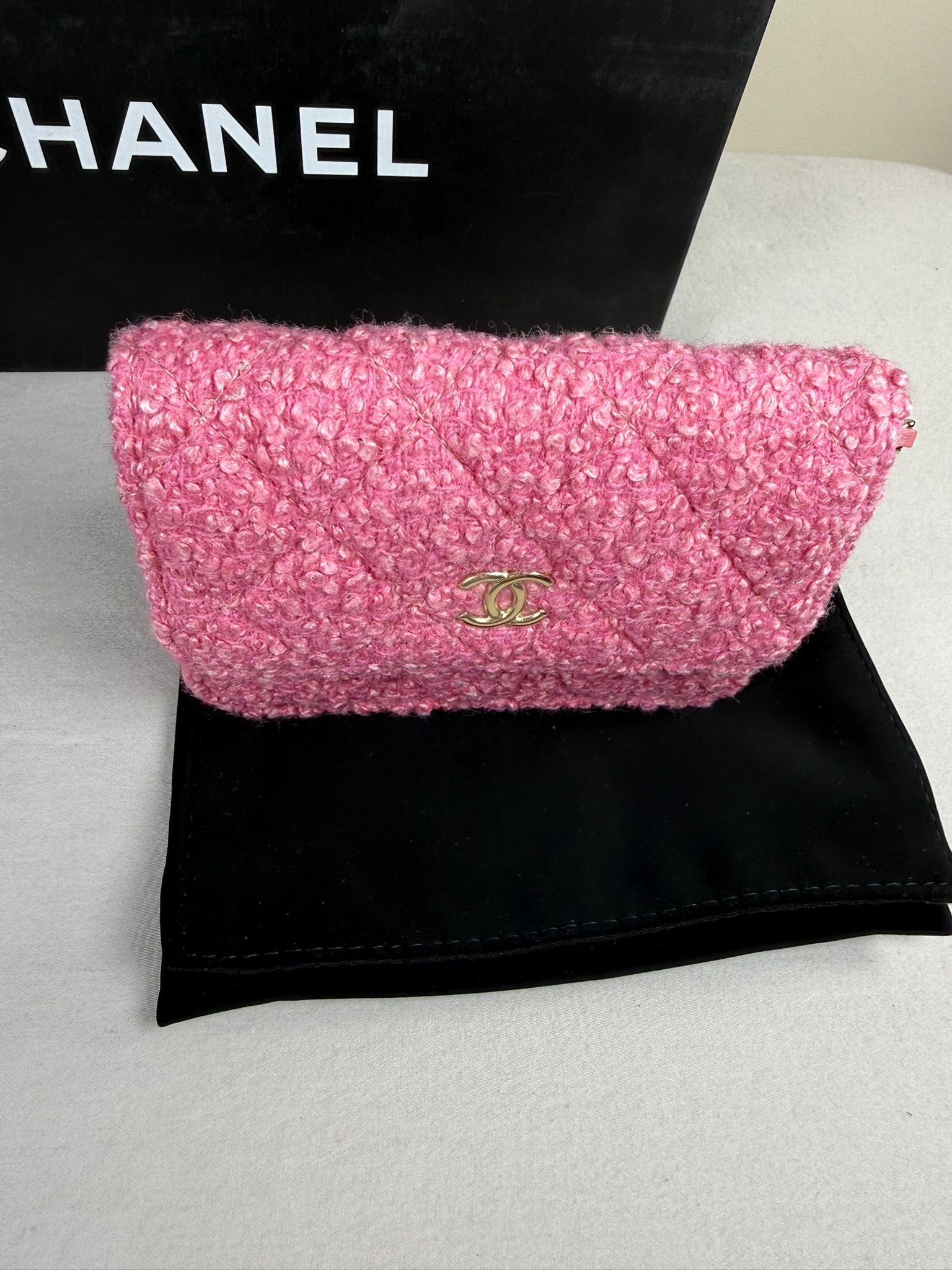 Chanel Pink Mini Tweed Flap Bag