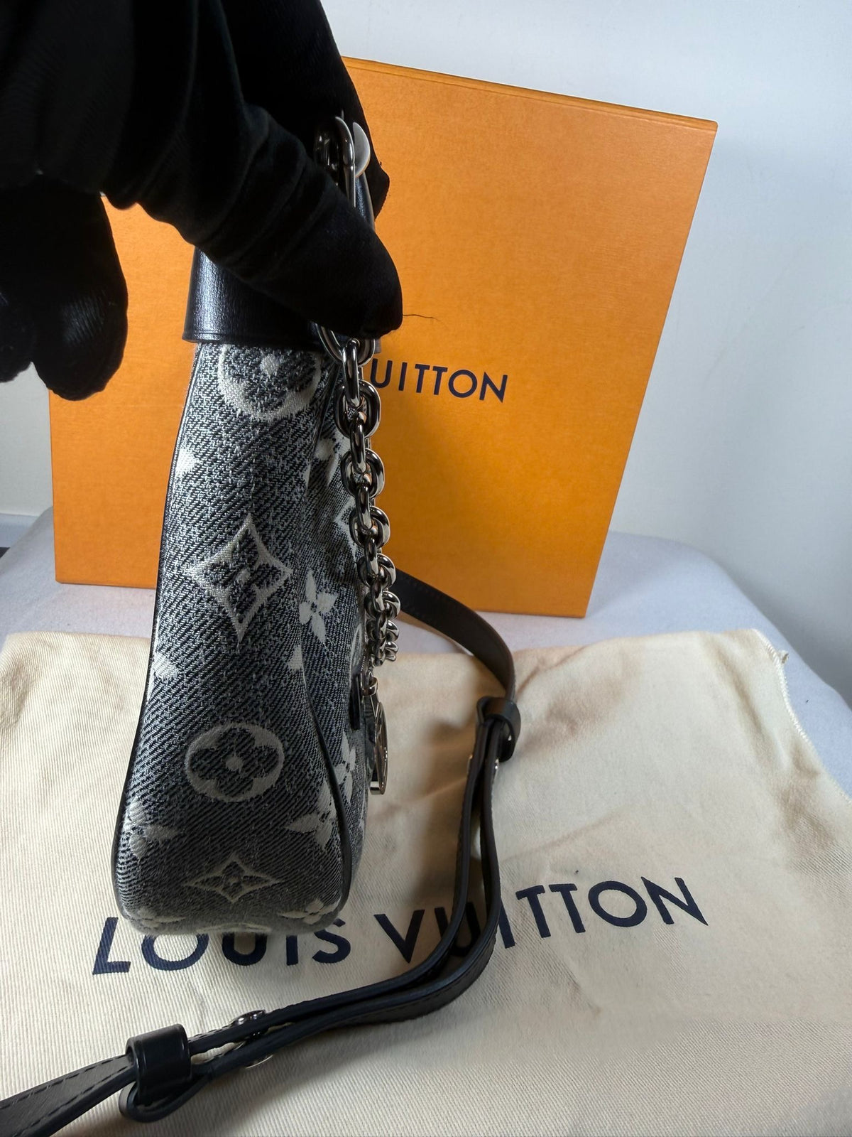 Louis Vuitton Loop PM Monogram Denim Shoulder Bag – Grey