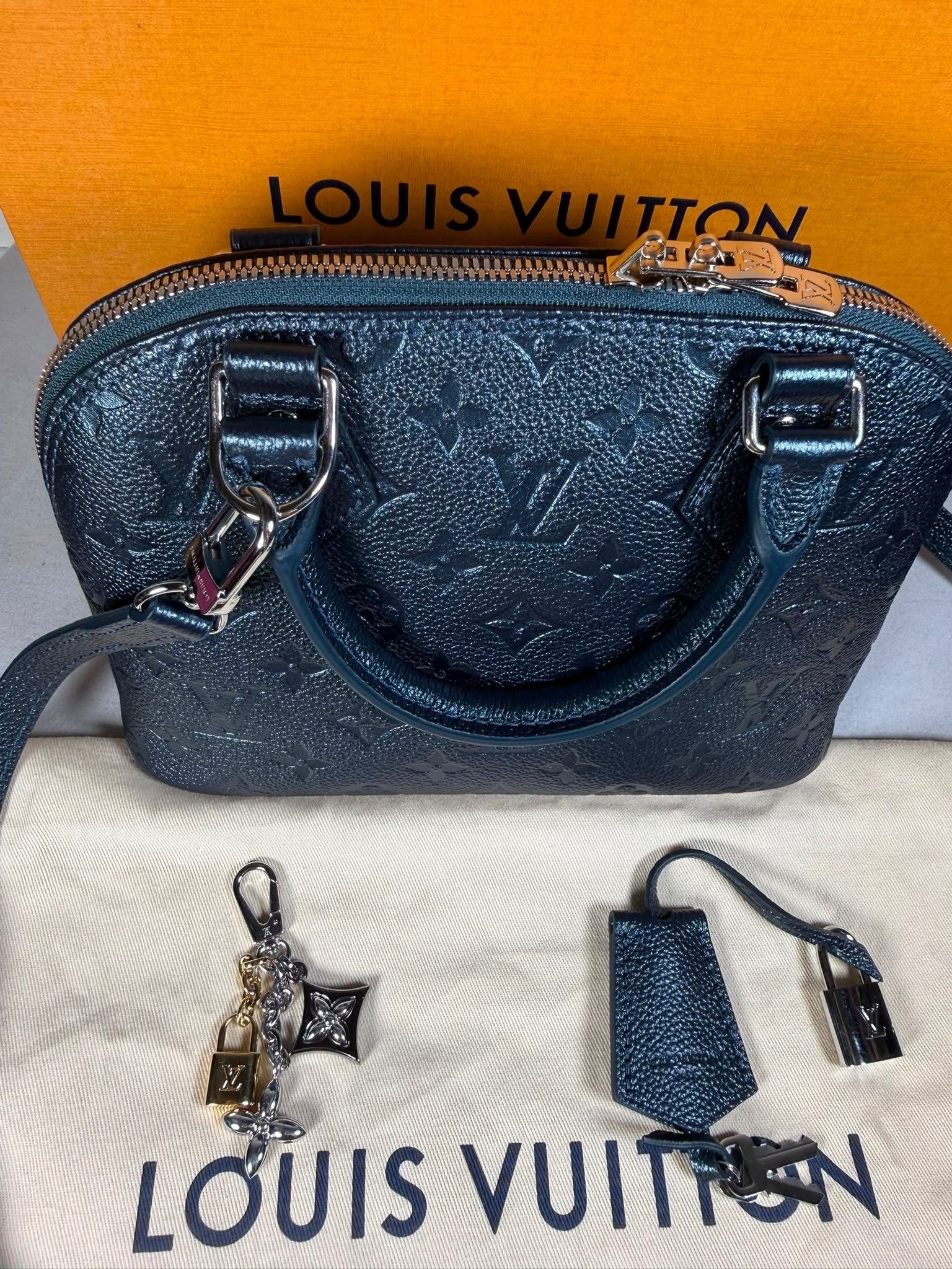 Louis Vuitton Alma BB Monogram Empreinte Leather – Black – Full Set