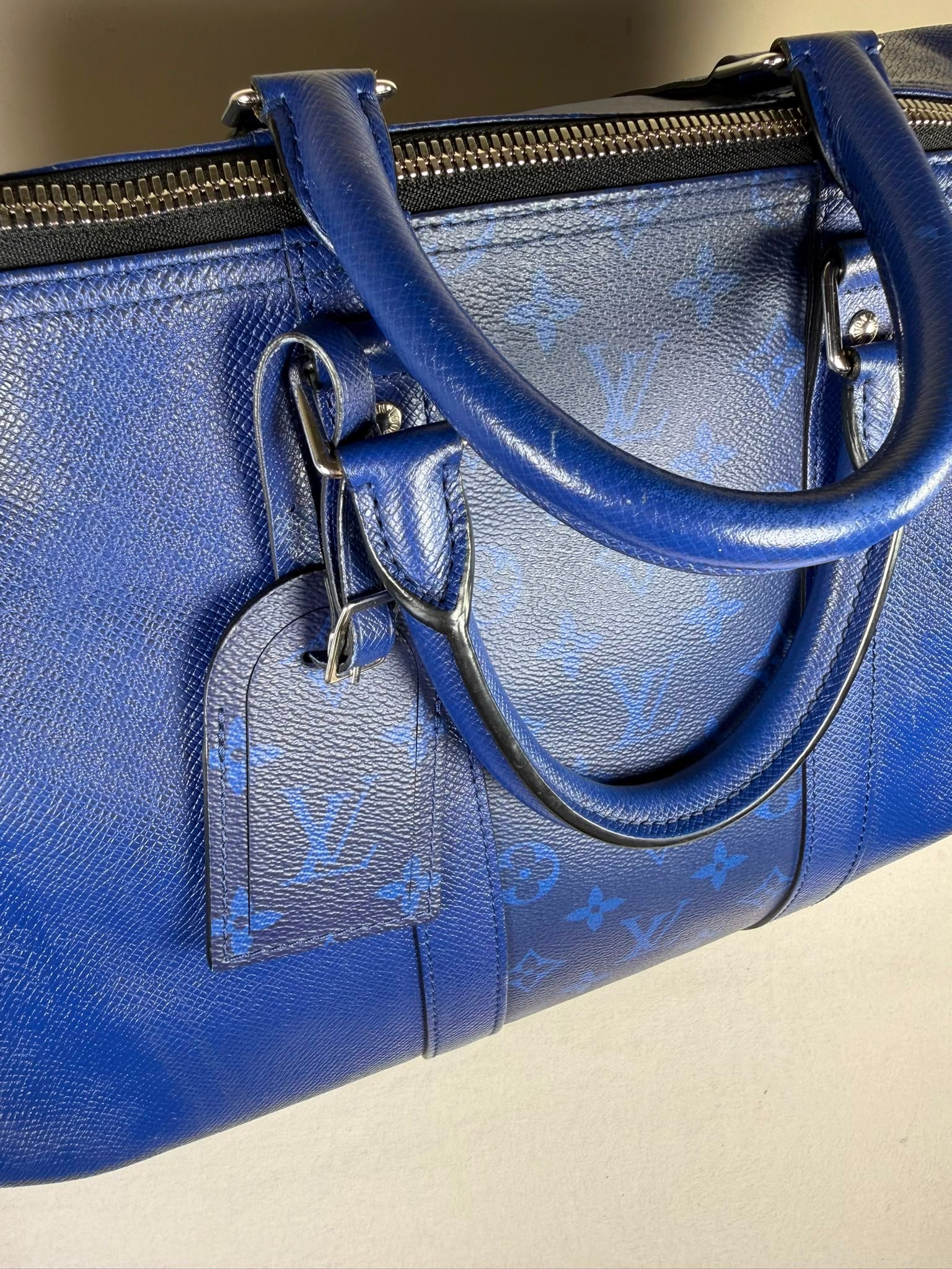 Louis Vuitton Keepall Bandoulière 50 cobalt blue Monogram Eclipse travel bag