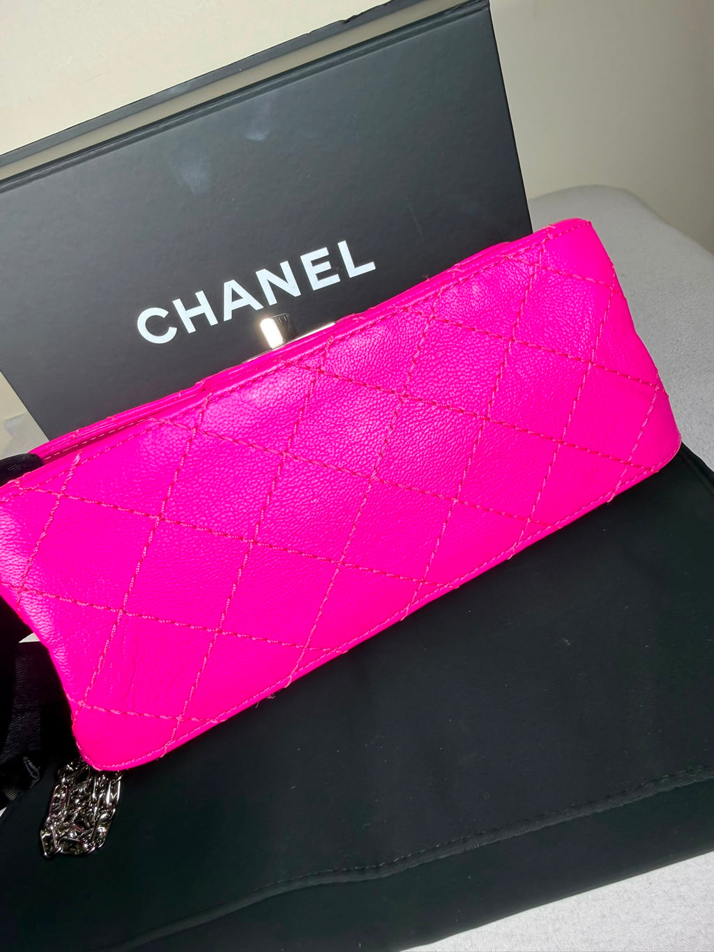 Authentic Chanel Classic Flap Bag – Hot Pink Caviar Leather
