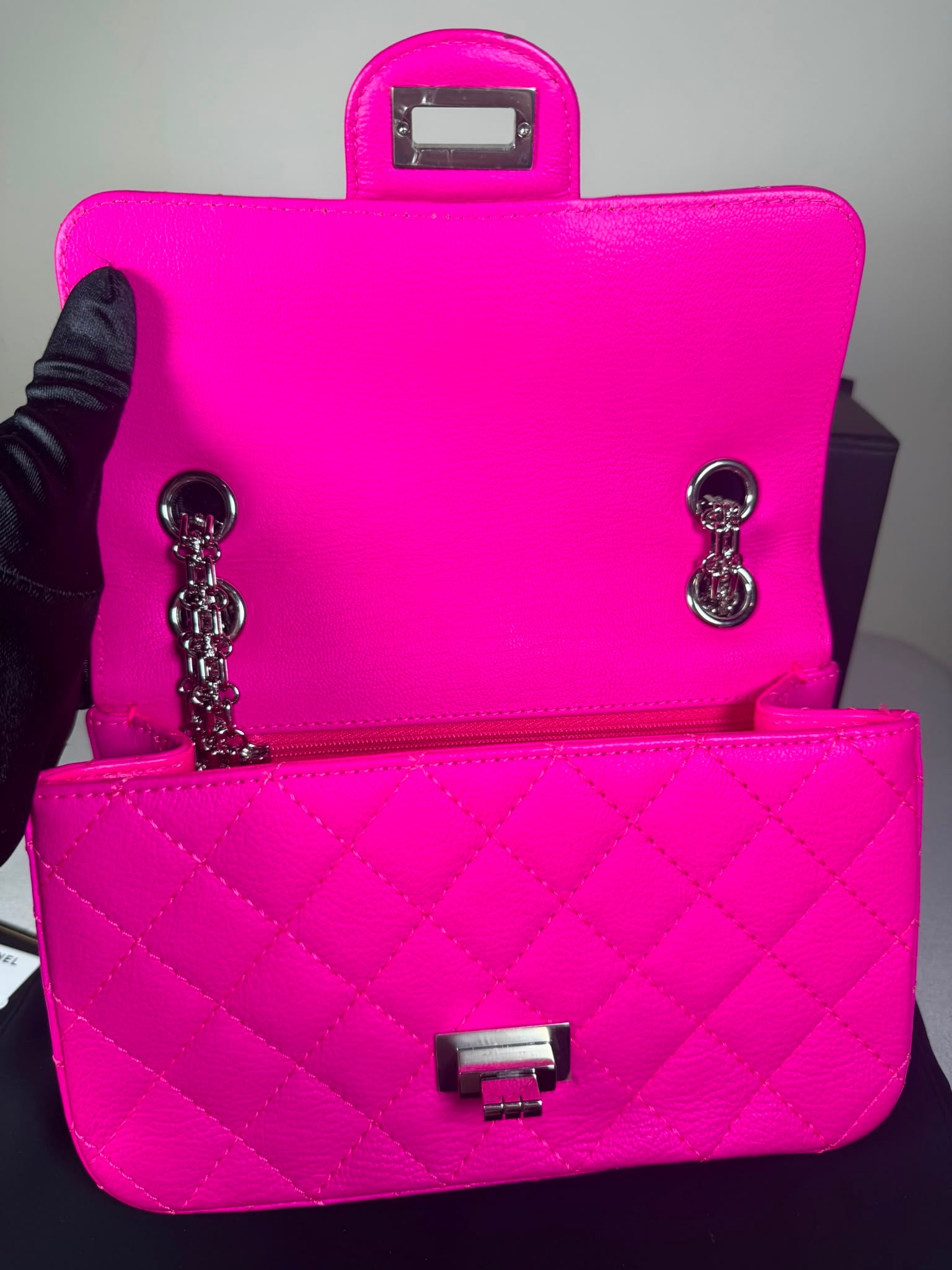 Authentic Chanel Classic Flap Bag – Hot Pink Caviar Leather
