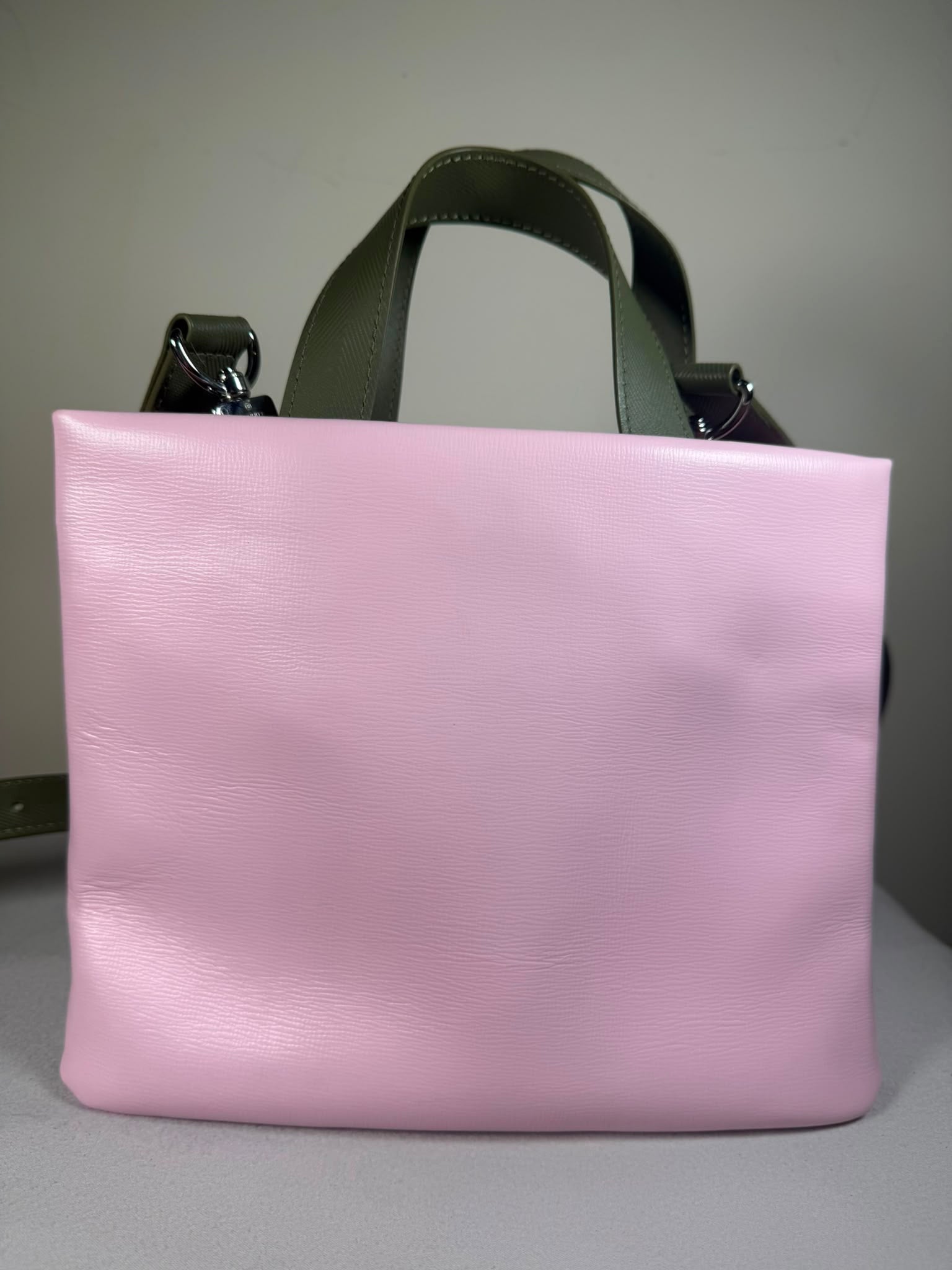 Louis Vuitton Pink & Khaki Leather Tote / Crossbody Bag