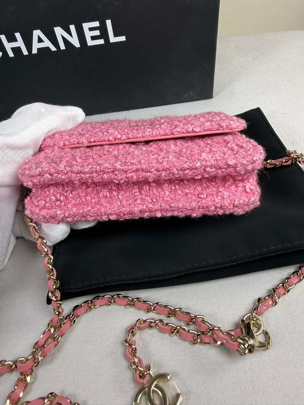 Chanel Pink Mini Tweed Flap Bag
