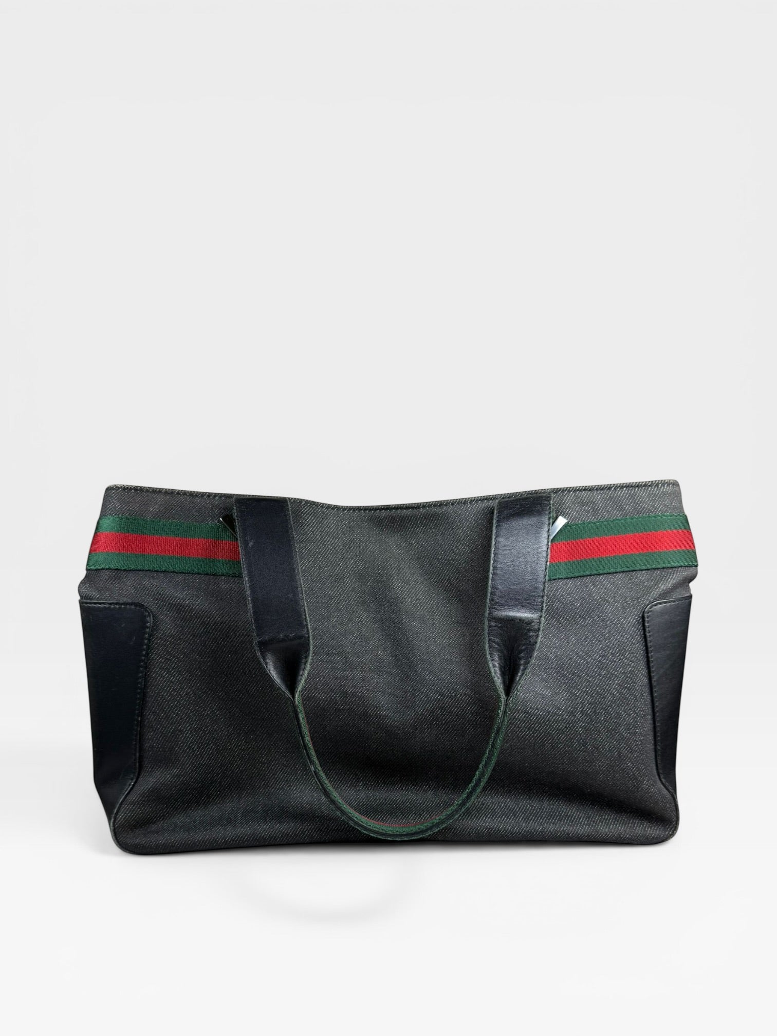 Gucci Web Stripe Denim Tote