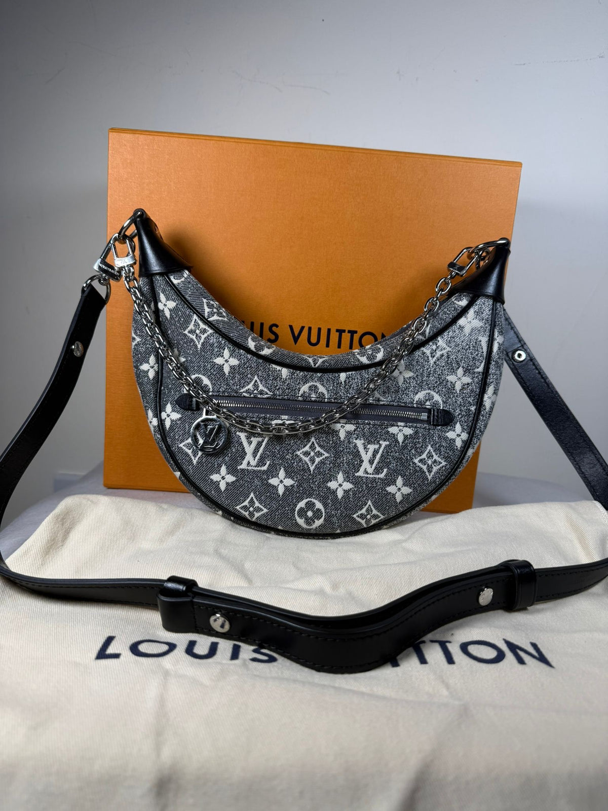 Louis Vuitton Loop PM Monogram Denim Shoulder Bag – Grey