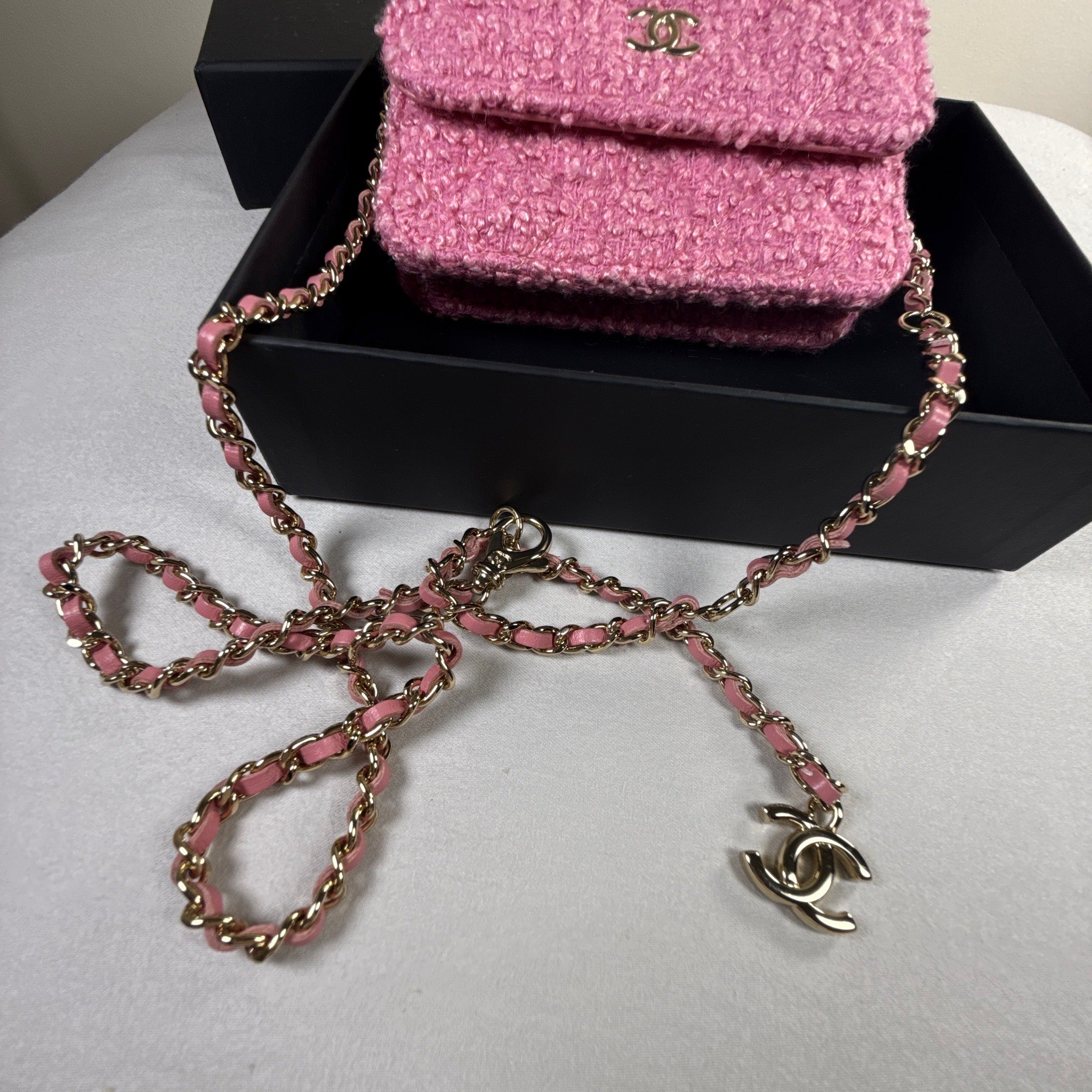 Chanel Pink Mini Tweed Flap Bag