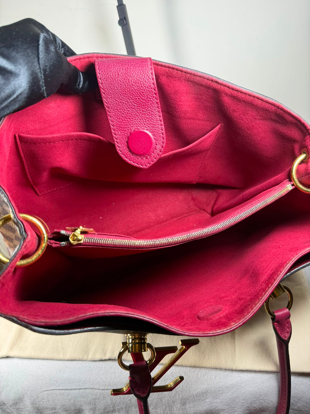 Louis Vuitton Damier Ebene Jersey Tote – Cherry Red