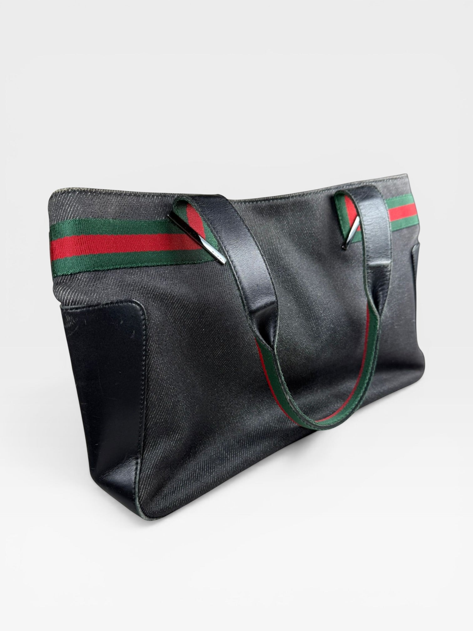 Gucci Web Stripe Denim Tote