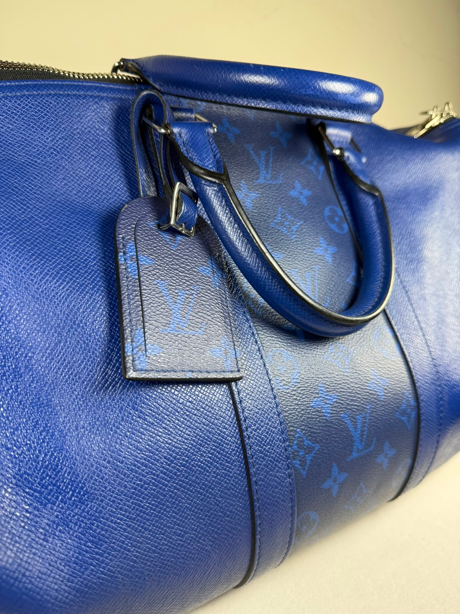 Louis Vuitton Keepall Bandoulière 50 cobalt blue Monogram Eclipse travel bag