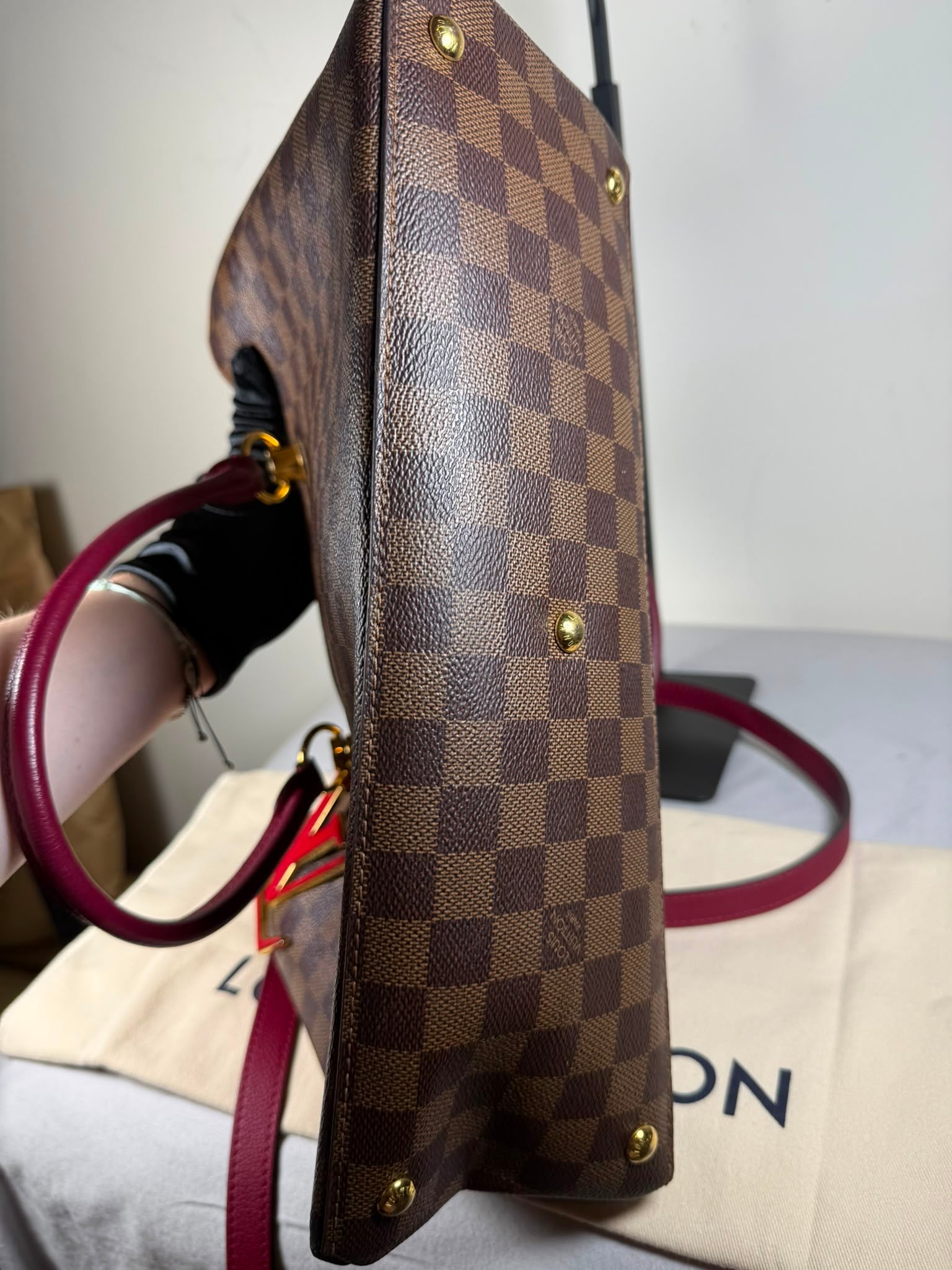 Louis Vuitton Damier Ebene Jersey Tote – Cherry Red