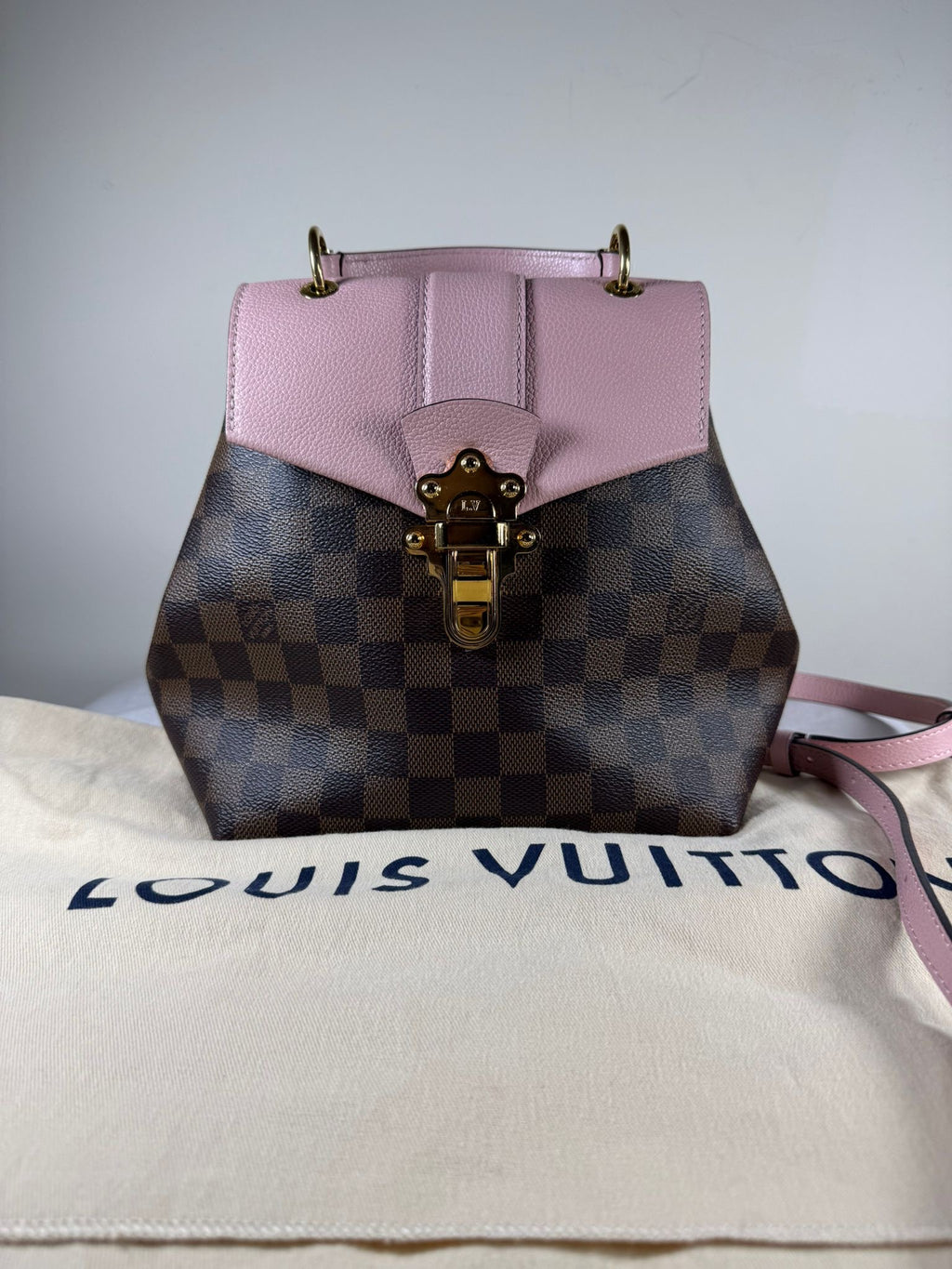 Louis Vuitton Clapton Backpack – Damier Ebene with Rose Ballerine