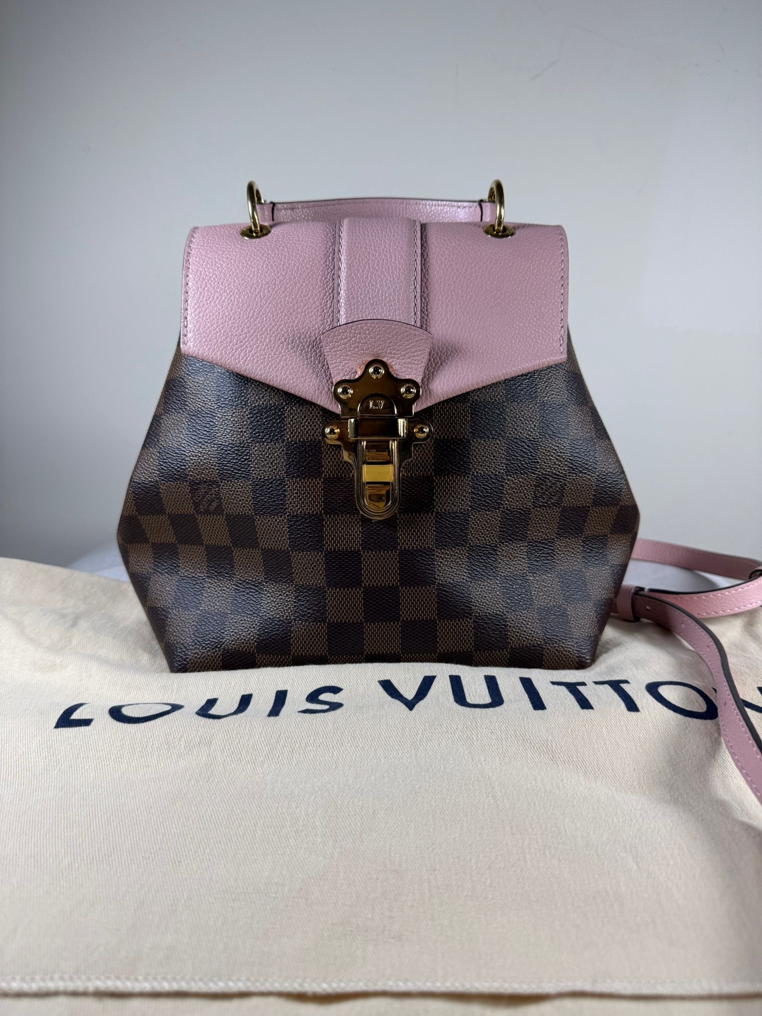 Louis Vuitton Clapton Backpack – Damier Ebene with Rose Ballerine