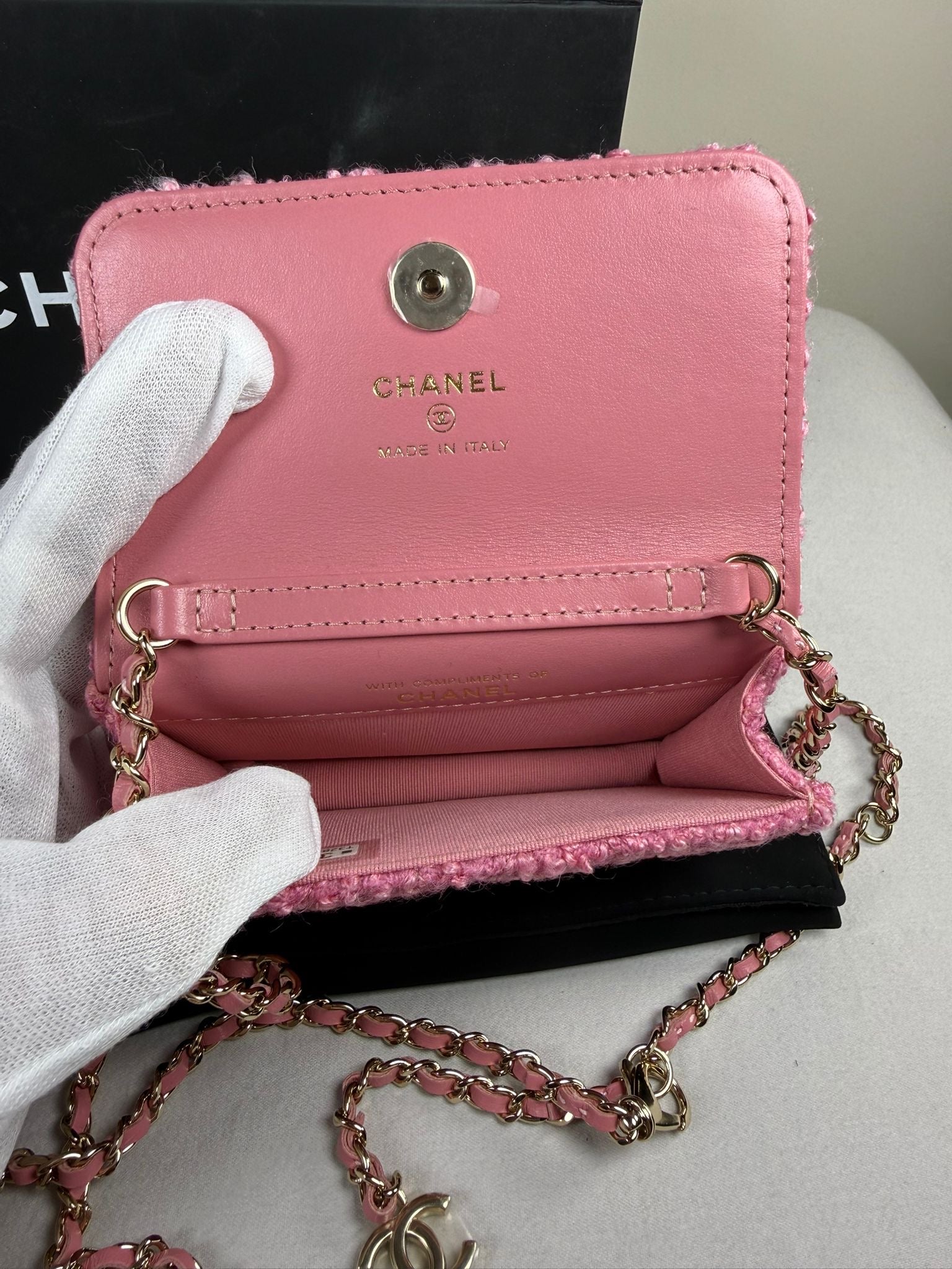 Chanel Pink Mini Tweed Flap Bag
